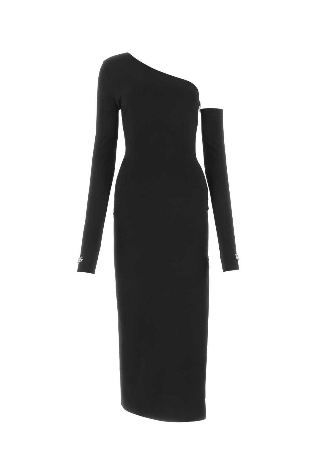 Dolce & Gabbana One-shoulder Detached Sleeve Midi Dress