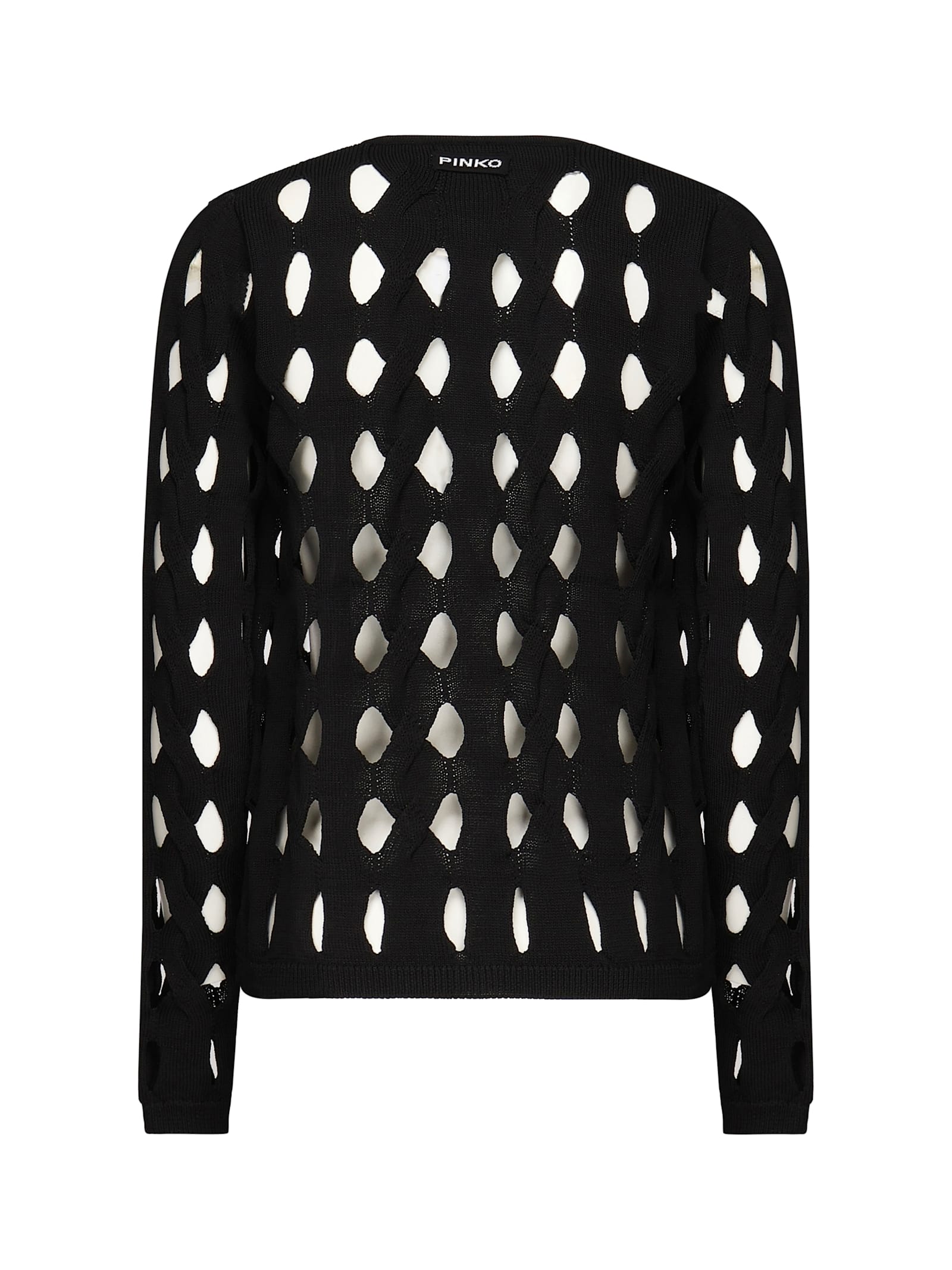 Pinko Openwork Knit Cardigan In Black