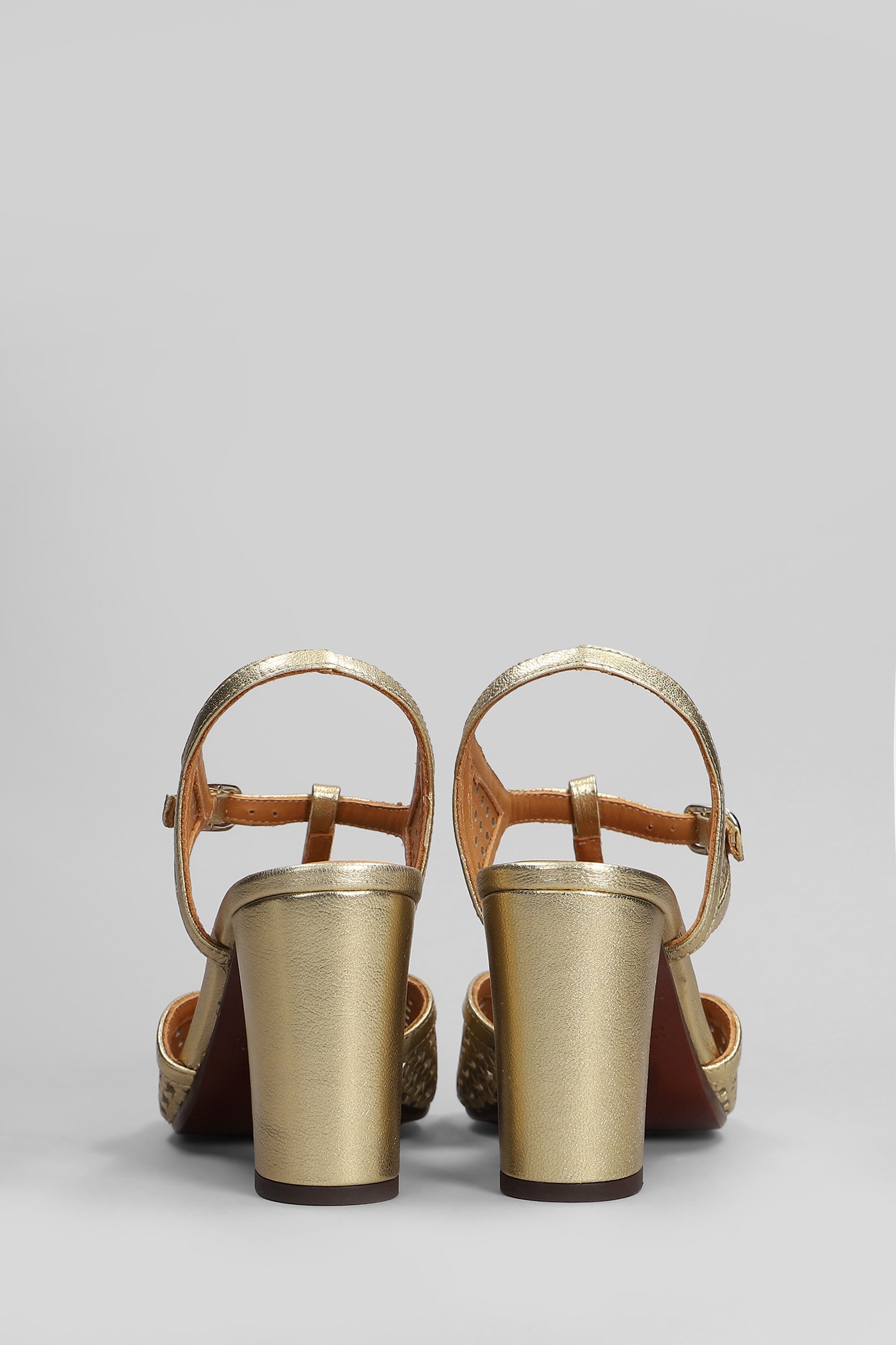 Chie Mihara Bessy Macrame' Leather Sandals In Gold