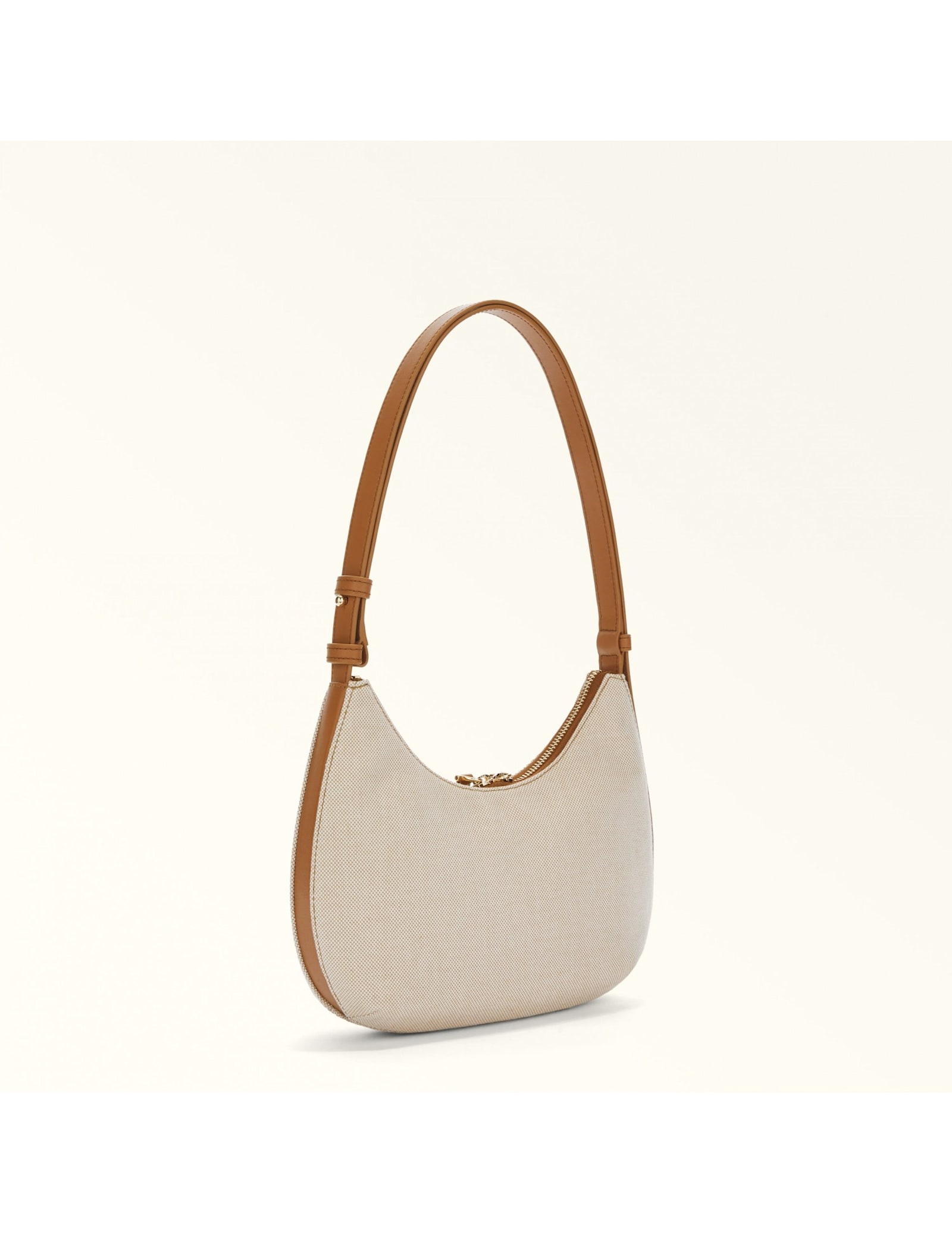 Furla Canvas And Leather Drop S Crossbody Bag Natural Color
