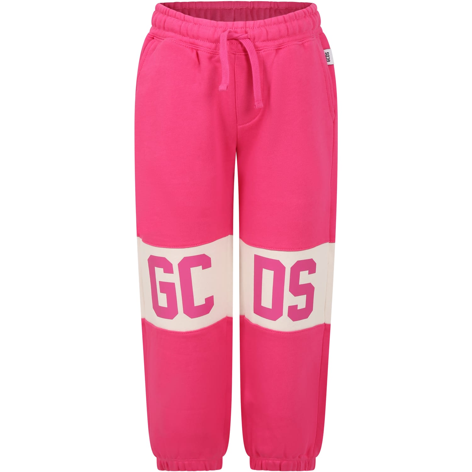 Shop Gcds Mini Fuchsia Trousers For Girl With Logo