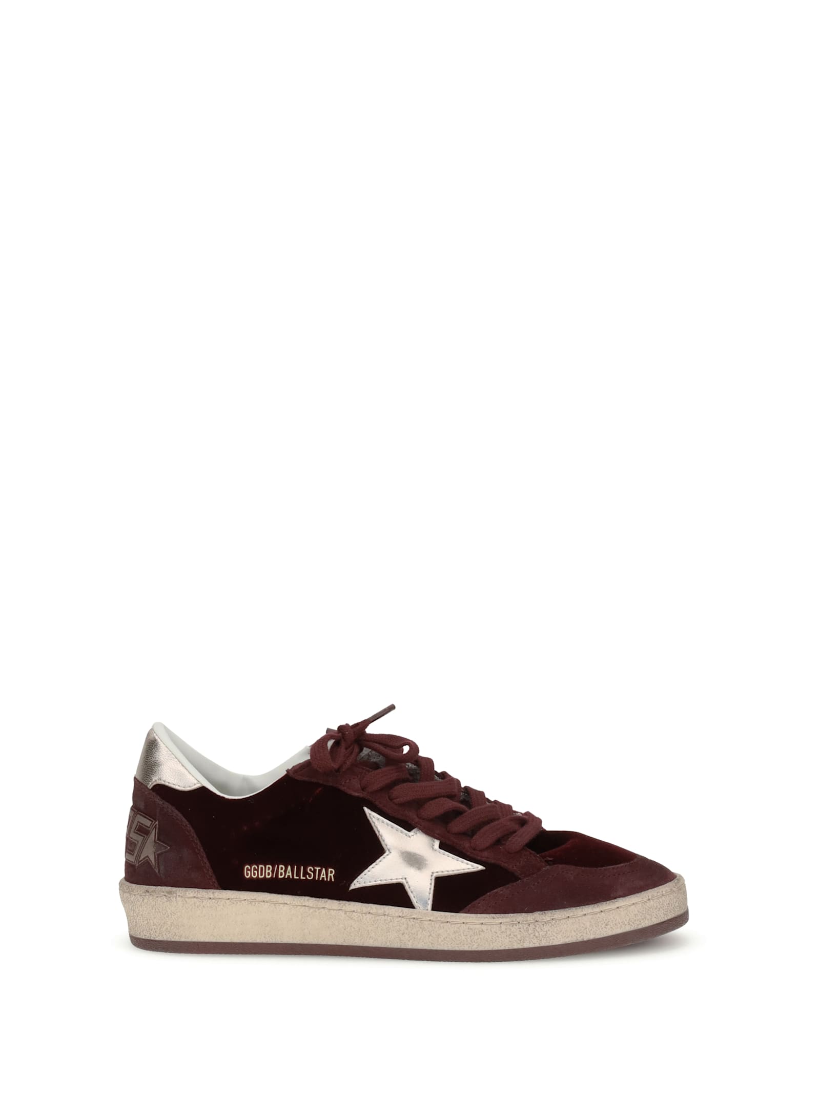 Golden Goose Ball Star Sneakers In Bordeaux Velvet In Multi