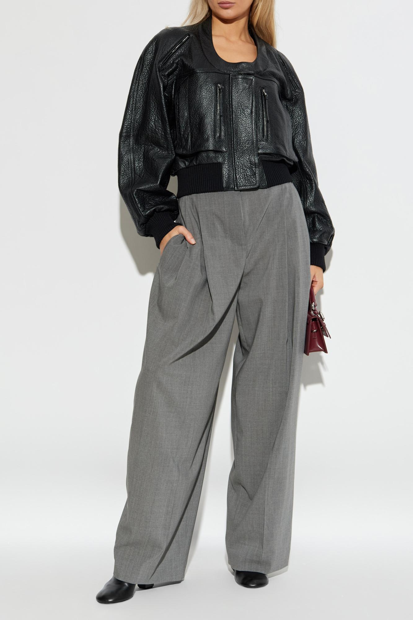 Jacquemus Cropped Crewneck Jacket Textured Finish In Black