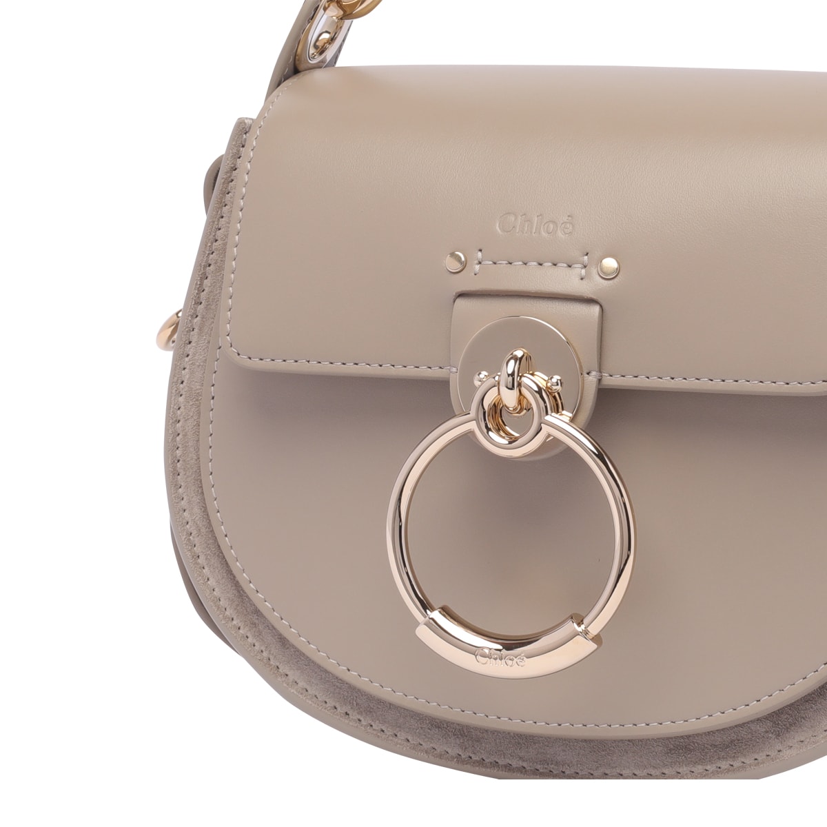 Shop Chloé Small Tess Crossbody Bag In Grey