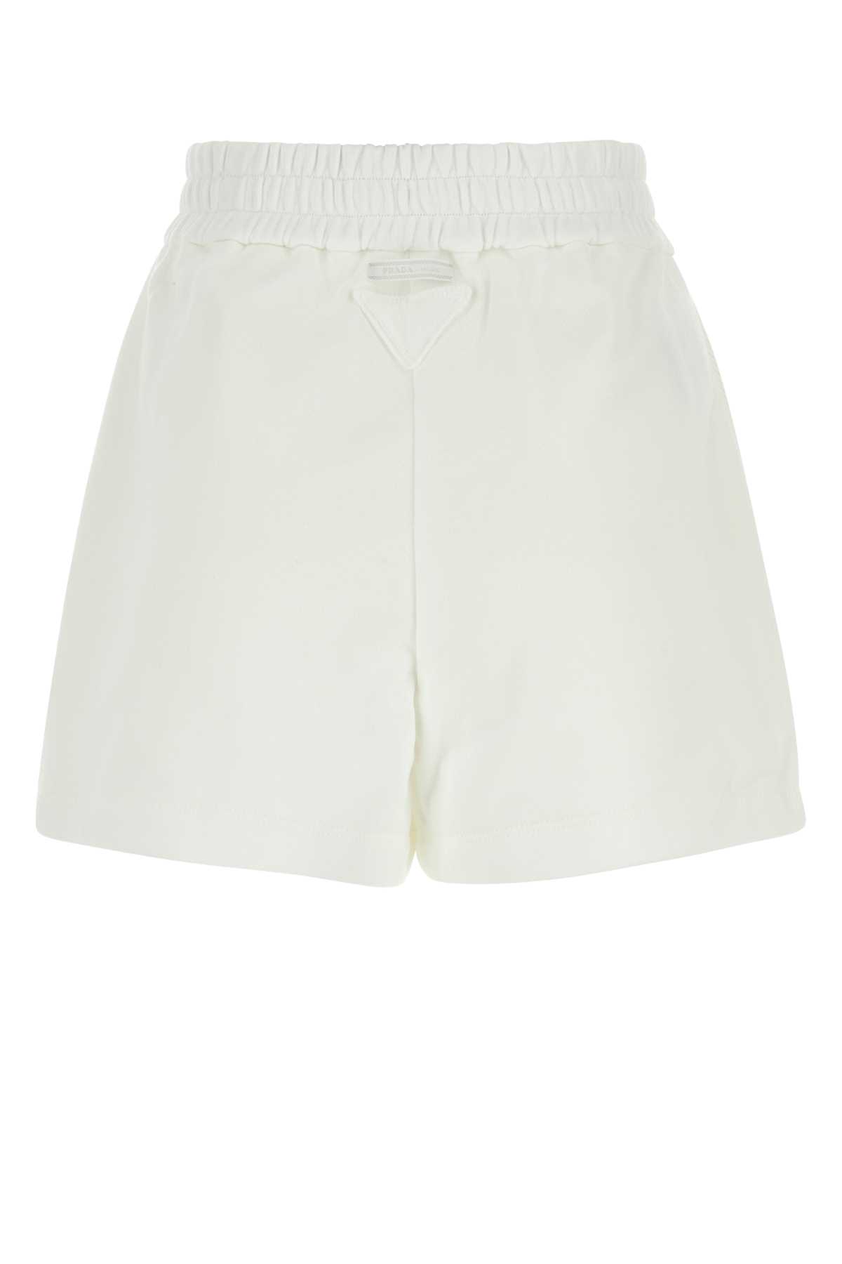 Prada White Cotton Shorts In Bianco
