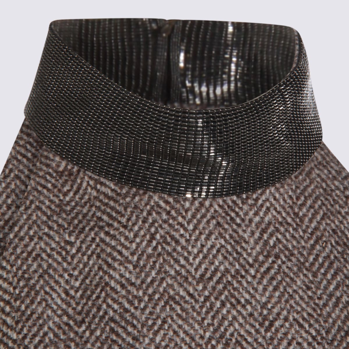 Brunello Cucinelli Knee Length Dress Herringbone Pattern In Gray