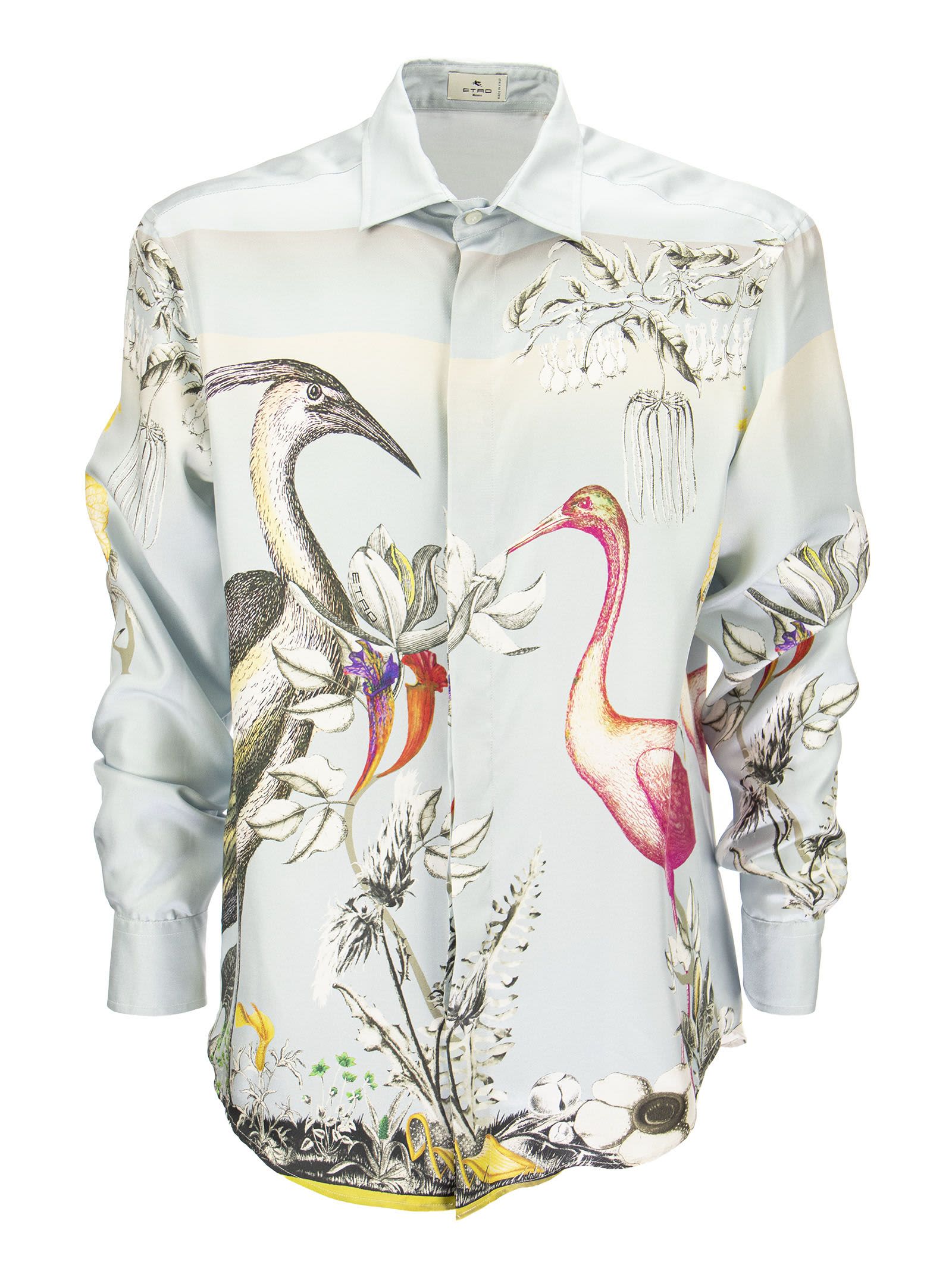Etro Silk Shirt With Heron Print