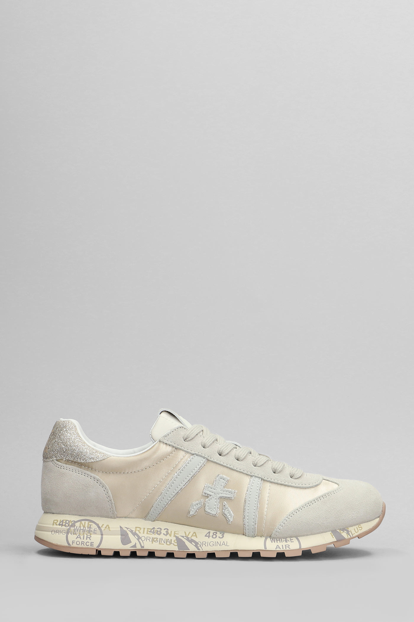 Shop Premiata Lucy Sneakers In Beige Suede And Fabric