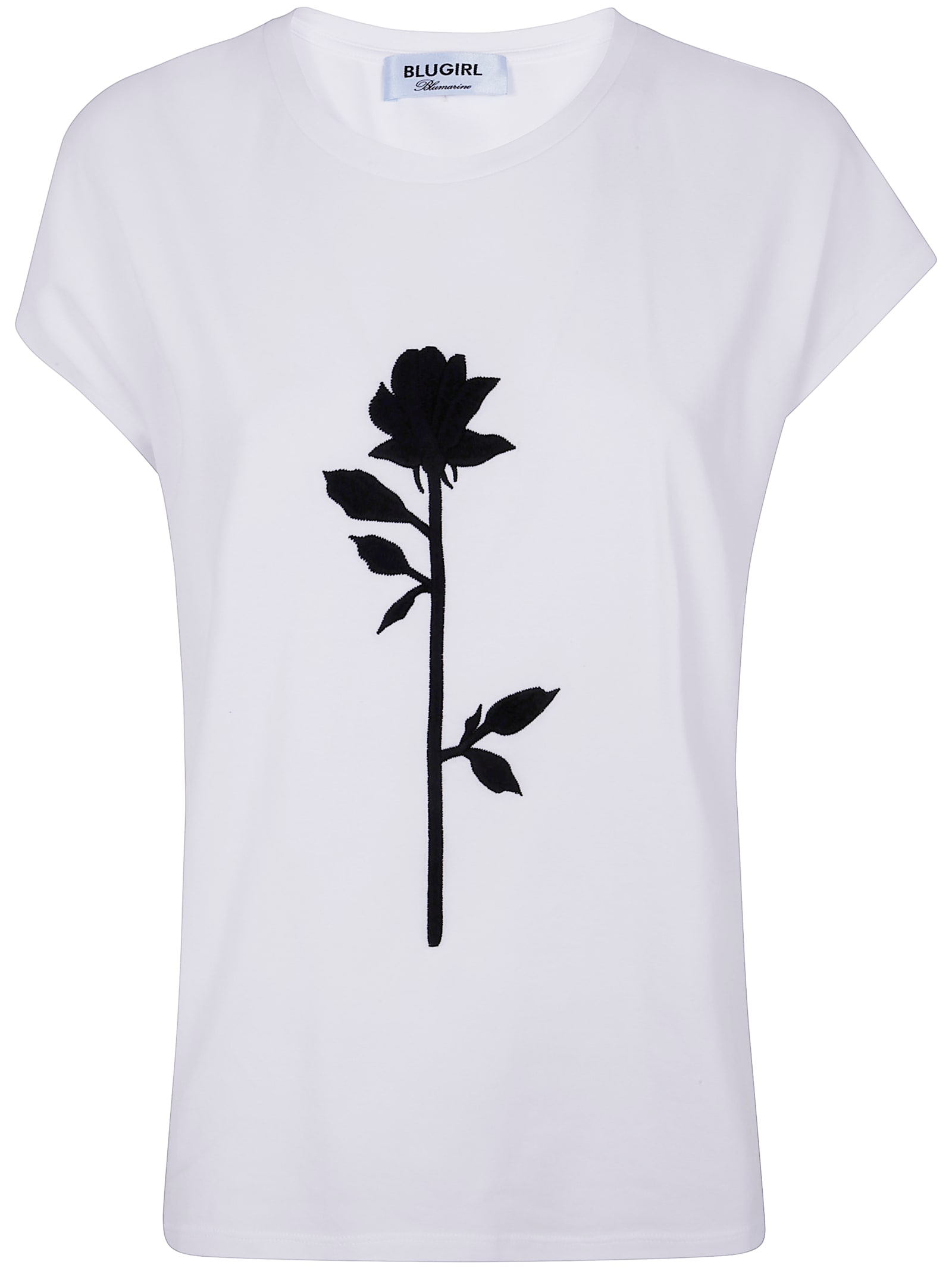 T-shirt Cotton Stretch Rose Embroidered