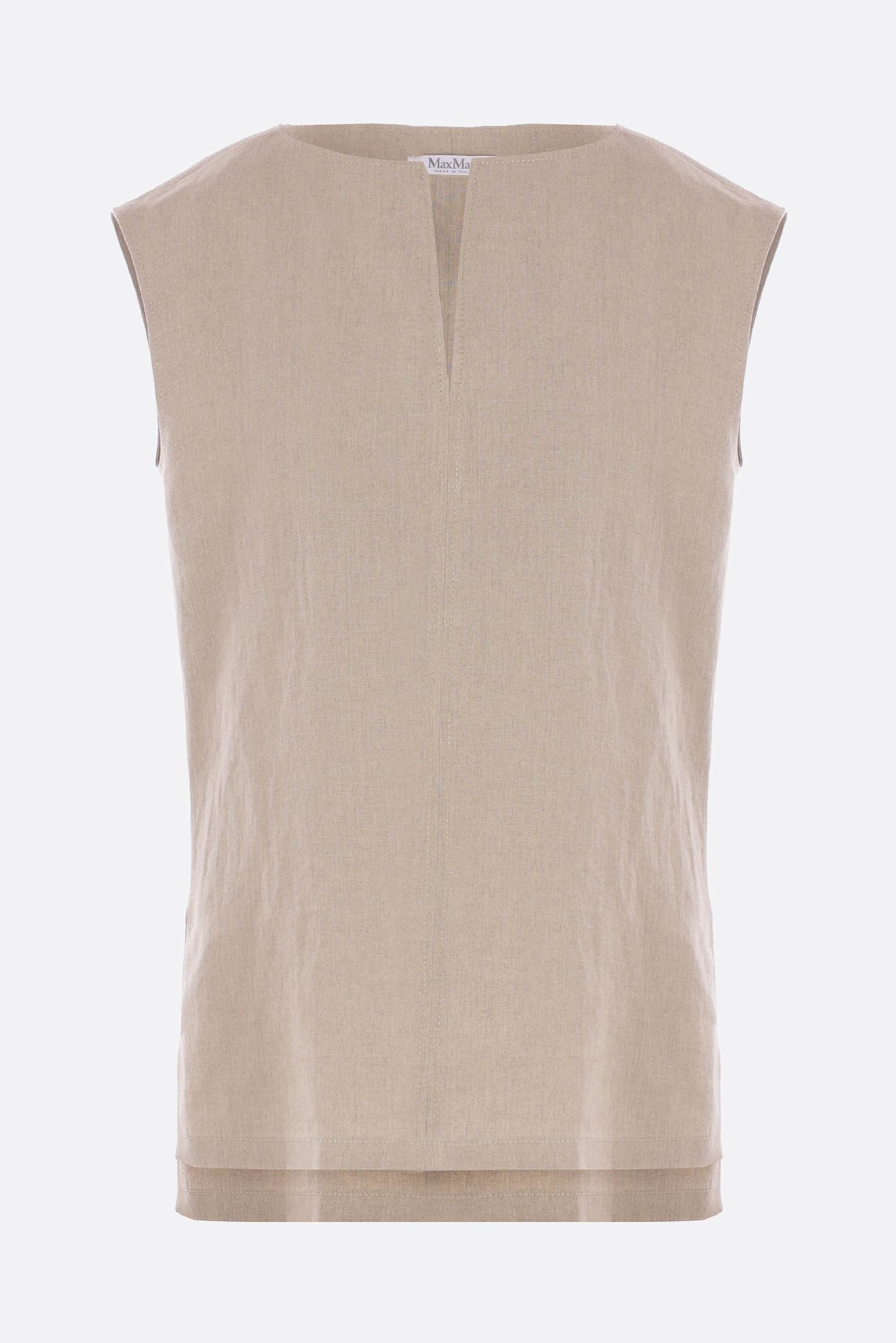 Max Mara Split Neckline Sleeveless Blouse In Brown