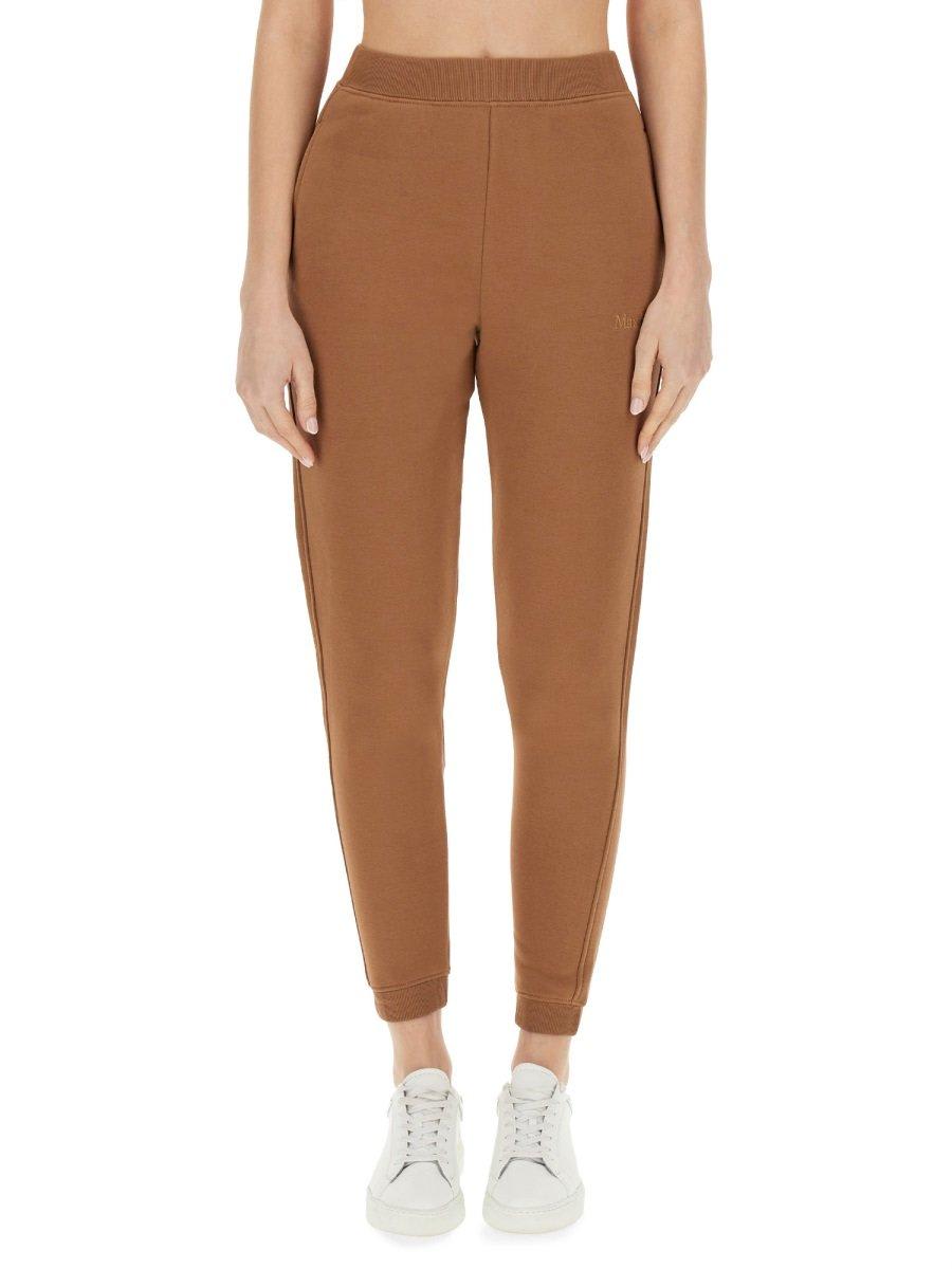 Shop 's Max Mara Logo Embroidered Jogging Trousers In Beige