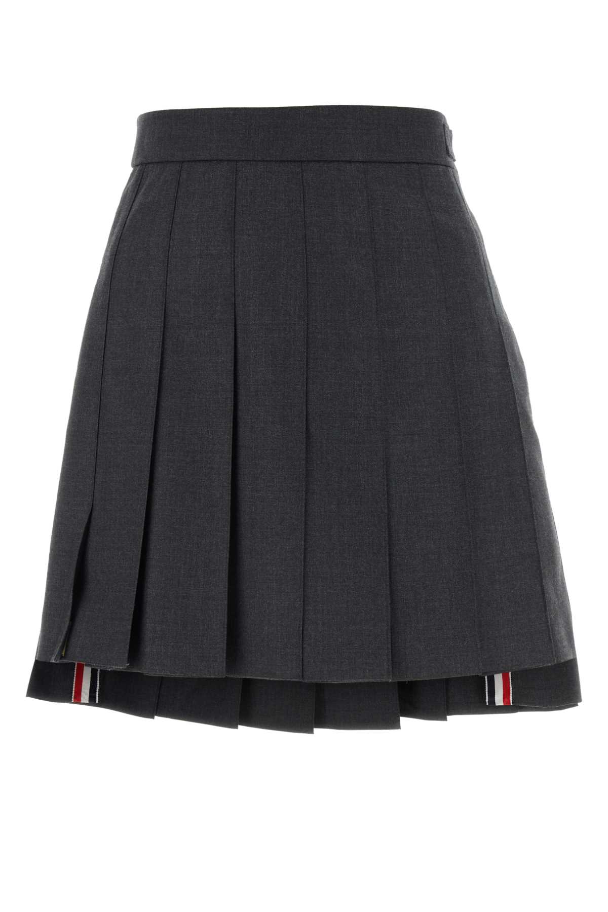 Shop Thom Browne Graphite Wool Mini Skirt In Darkgrey