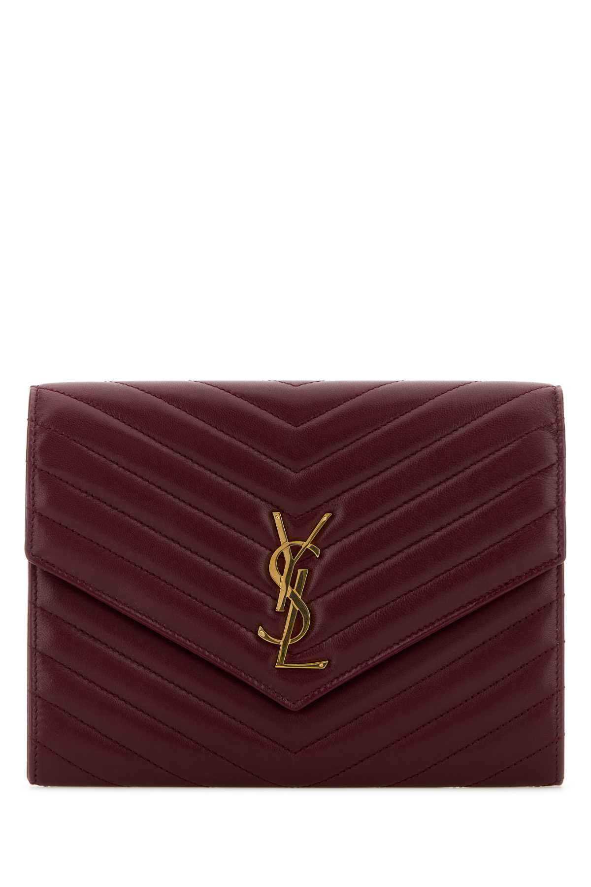 Shop Saint Laurent Tiziano Red Nappa Leather Clutch In Newdarkbordeaux