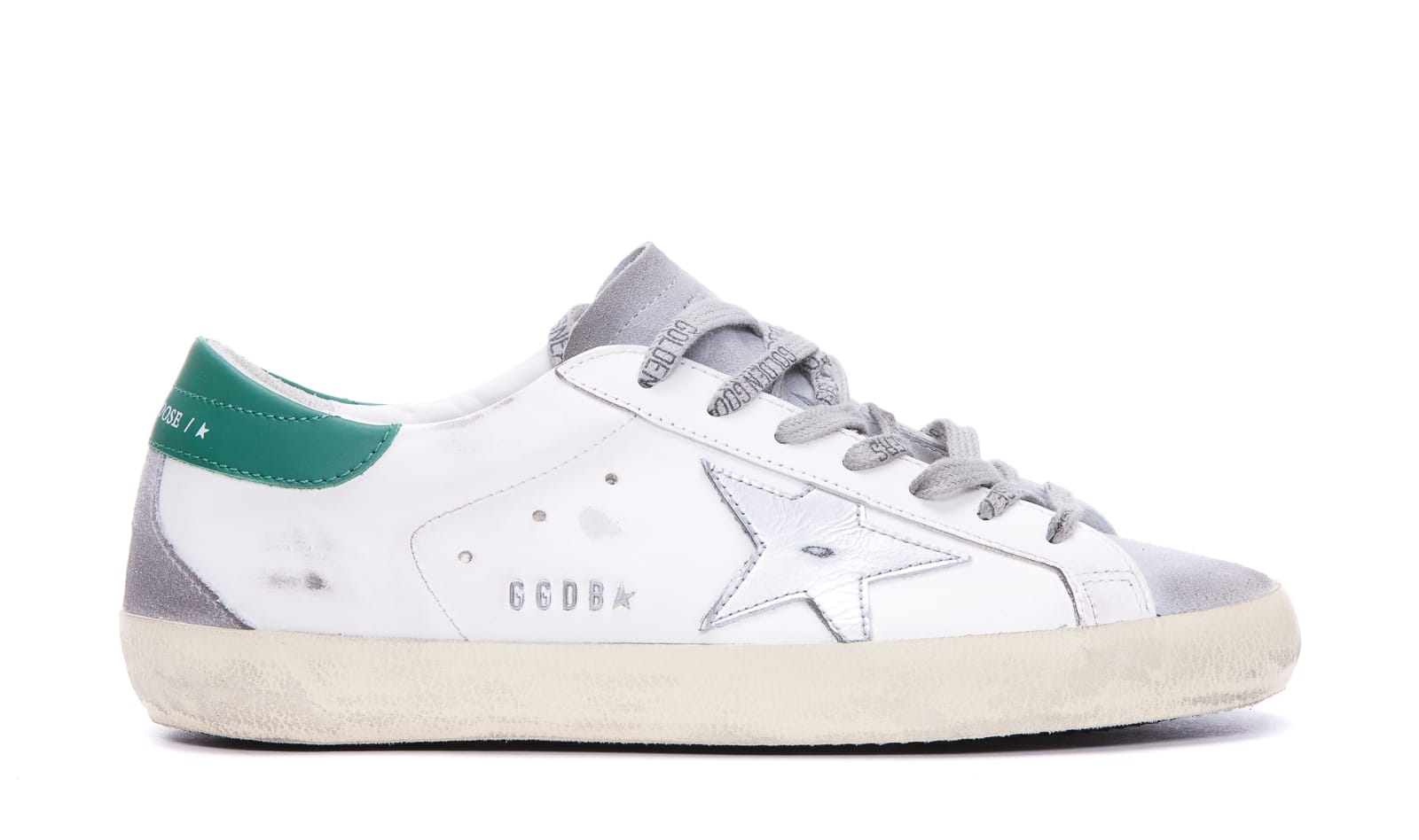 Shop Golden Goose Super-star Leather Upper Tejus Printed Leather Star Suede Heel And Spur In White