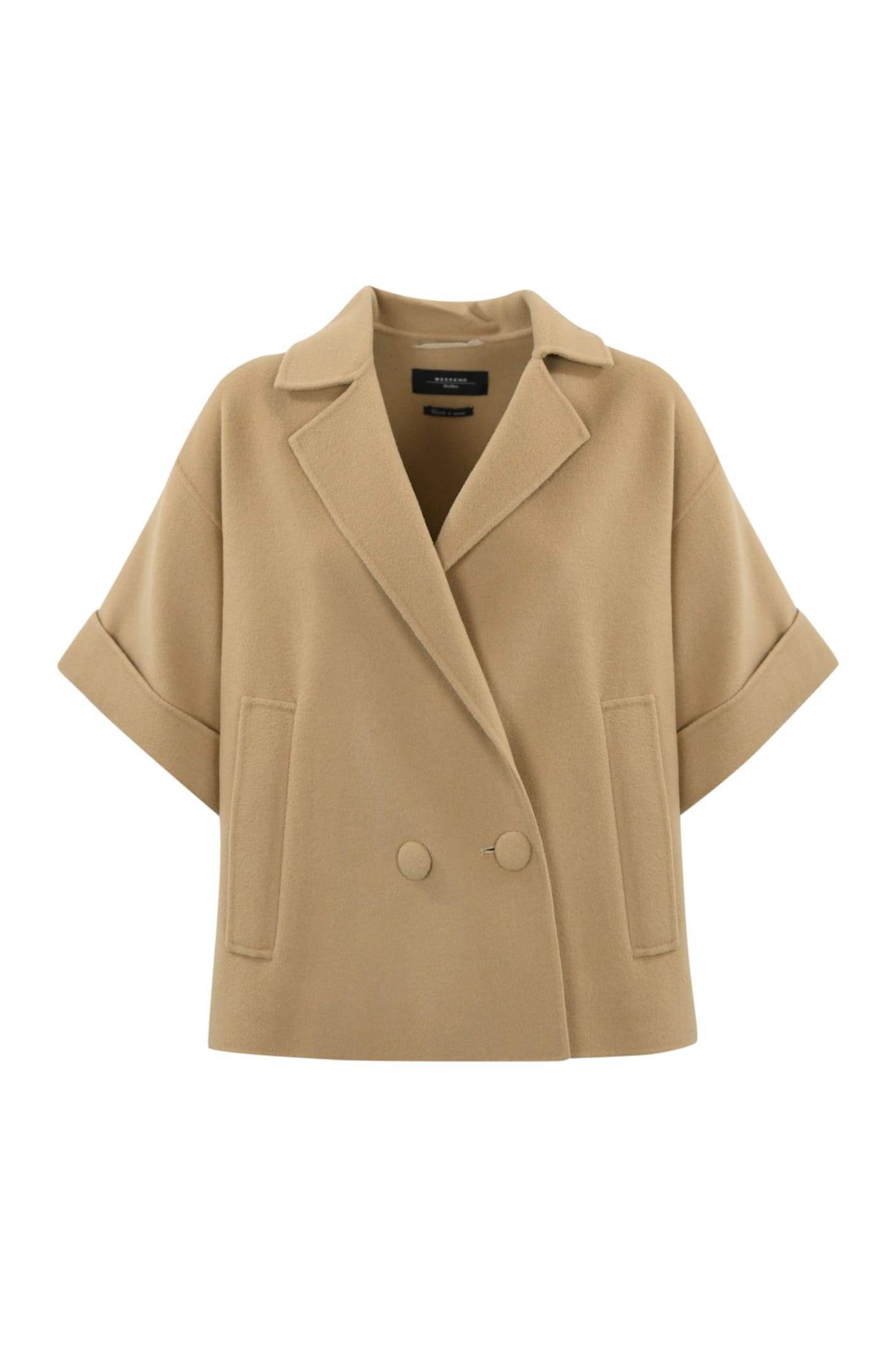 Shop Weekend Max Mara Navarra Short Coat In Wool In Beige