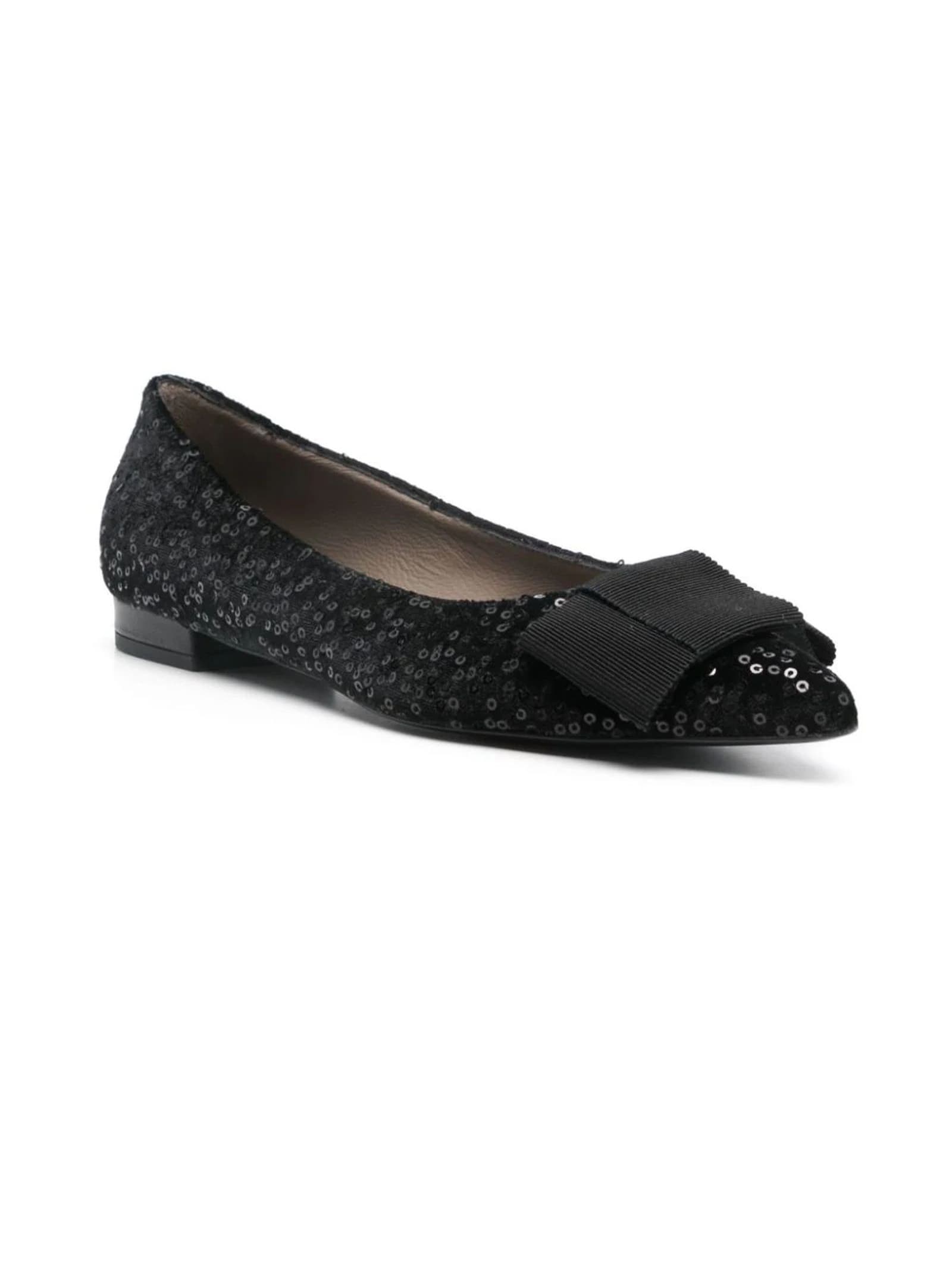 Shop Roberto Festa Black Sequin-embellished Polly Ballet Flats