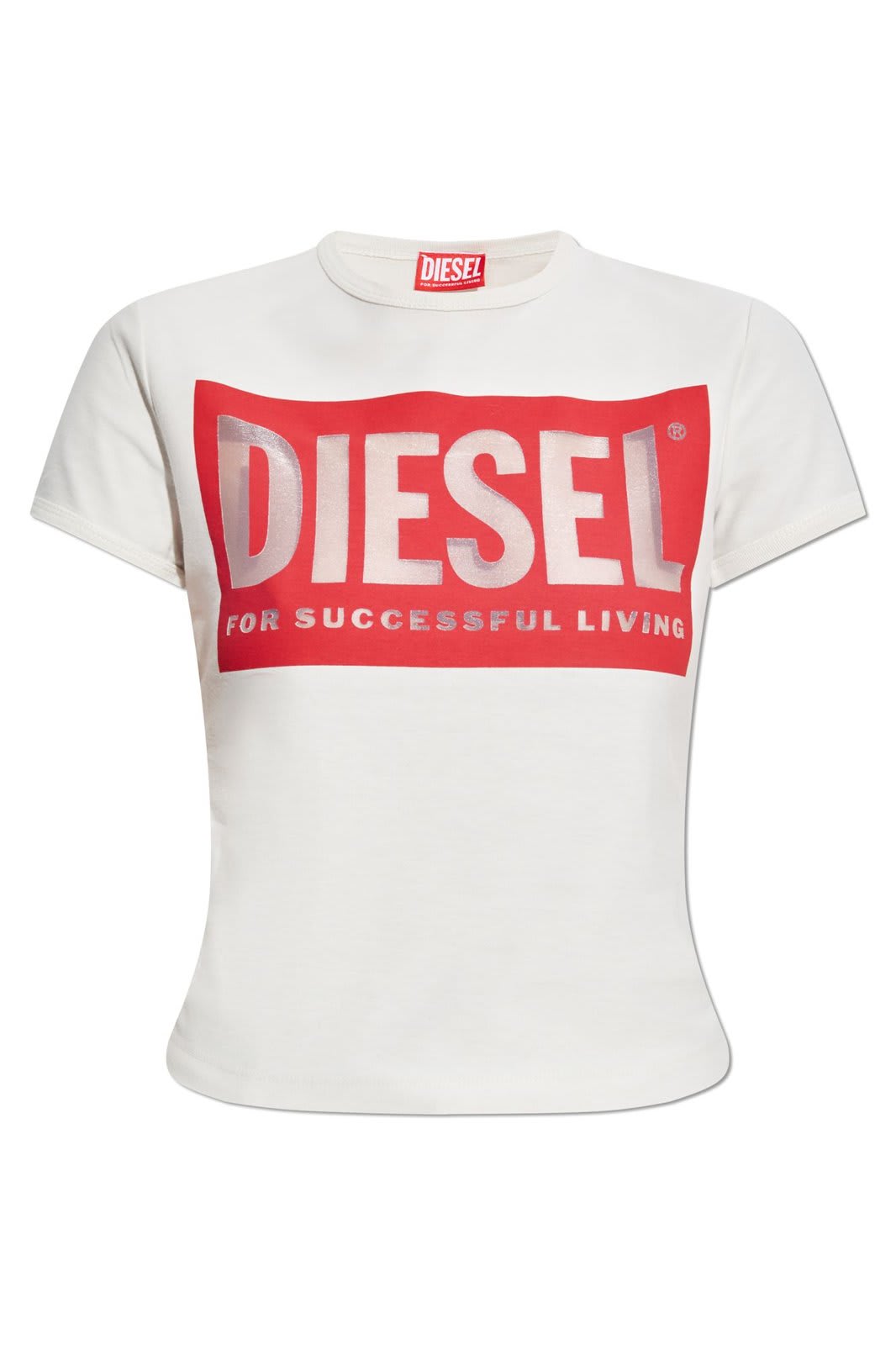 Shop Diesel Logo Cropped T-shirt In 100