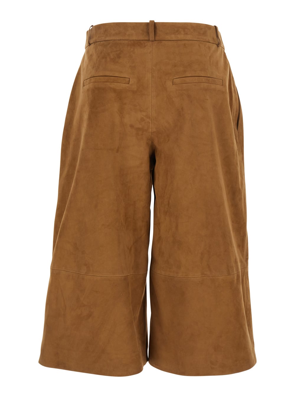 jina Beige Pants With Belt Loops And Wide Leg In Suede Woman