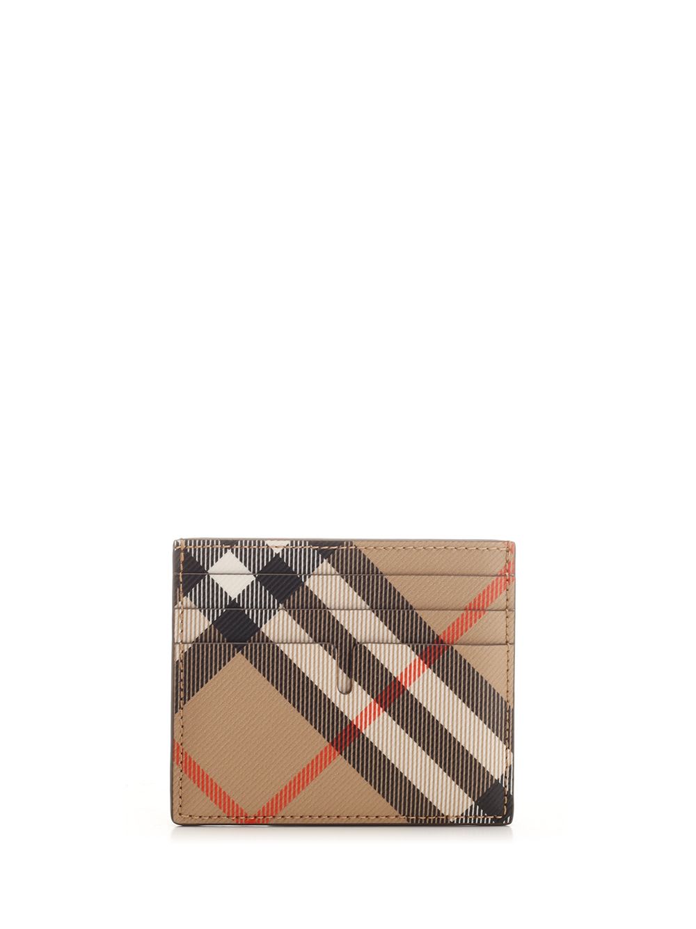 Shop Burberry Check Credit Card Holder In Beige