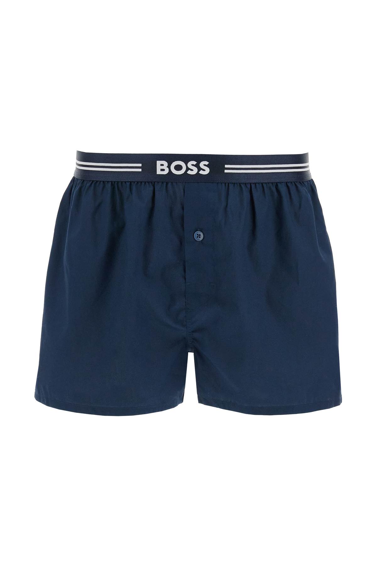 Hugo Boss Set 3 Boxer Uomo Cotone Blu Scuro Righe Quadretti Vita Elastica Aw2024 In Multi