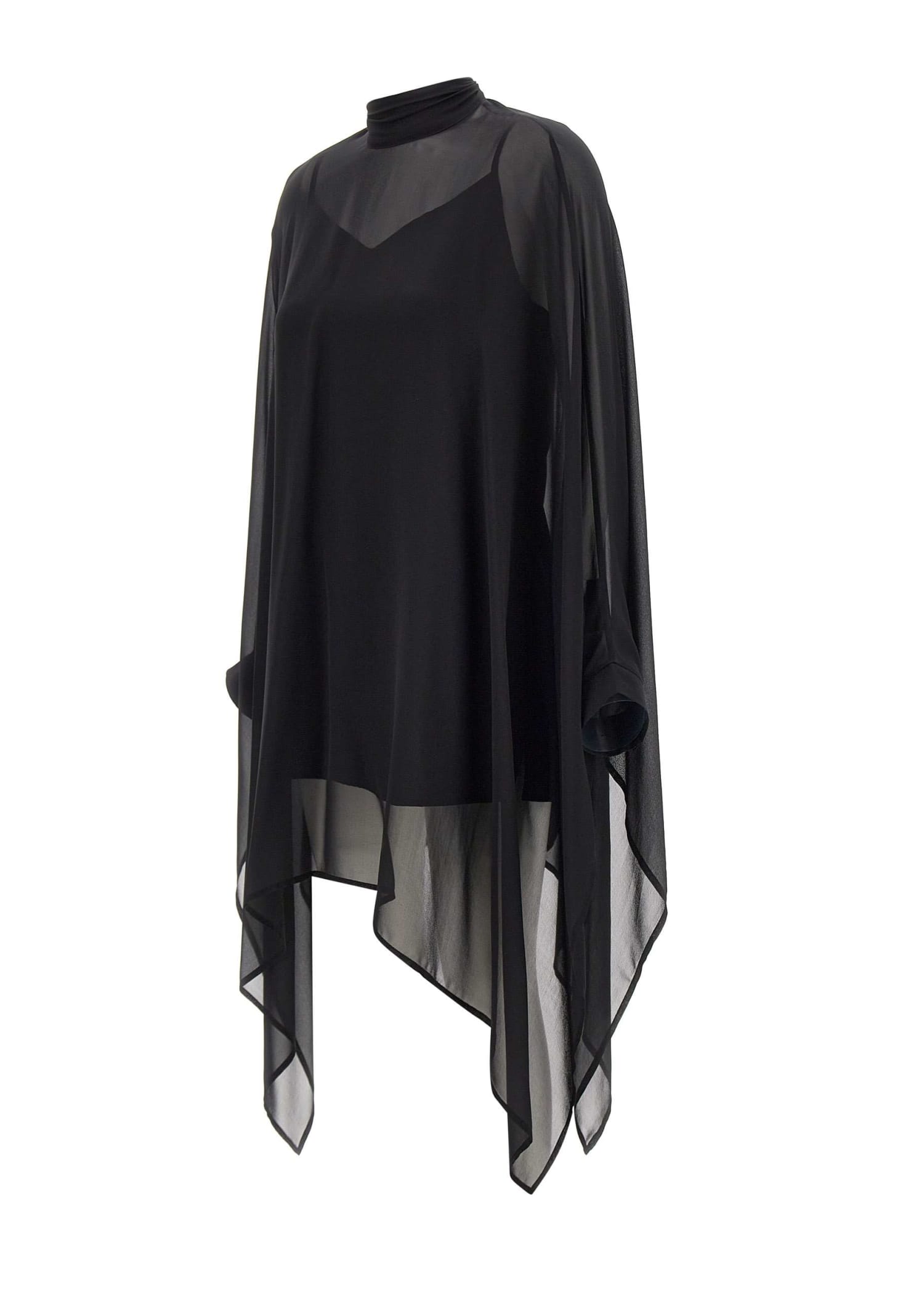 P.a.r.o.s.h Funnel-neck Silk Tunic In Black