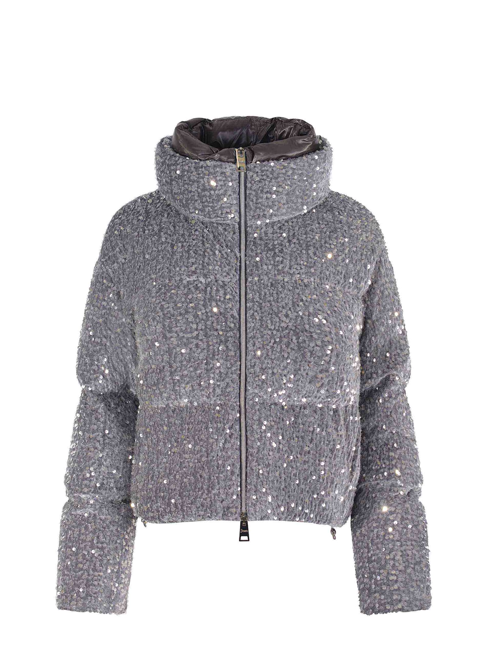 Down Jacket Herno Made Of Velvet And Sequins