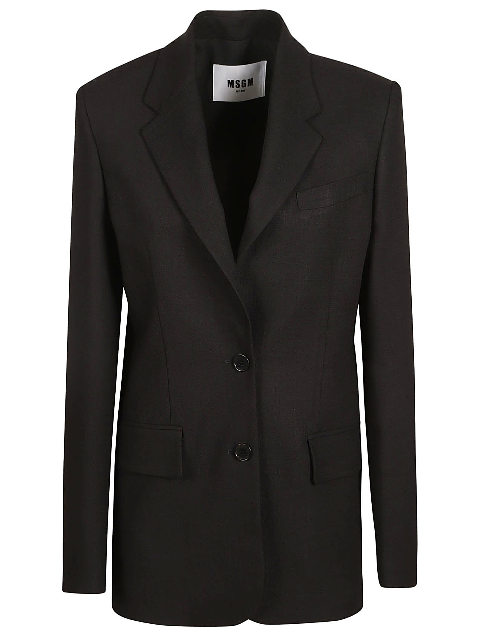 Msgm Two-buttoned Blazer In Black