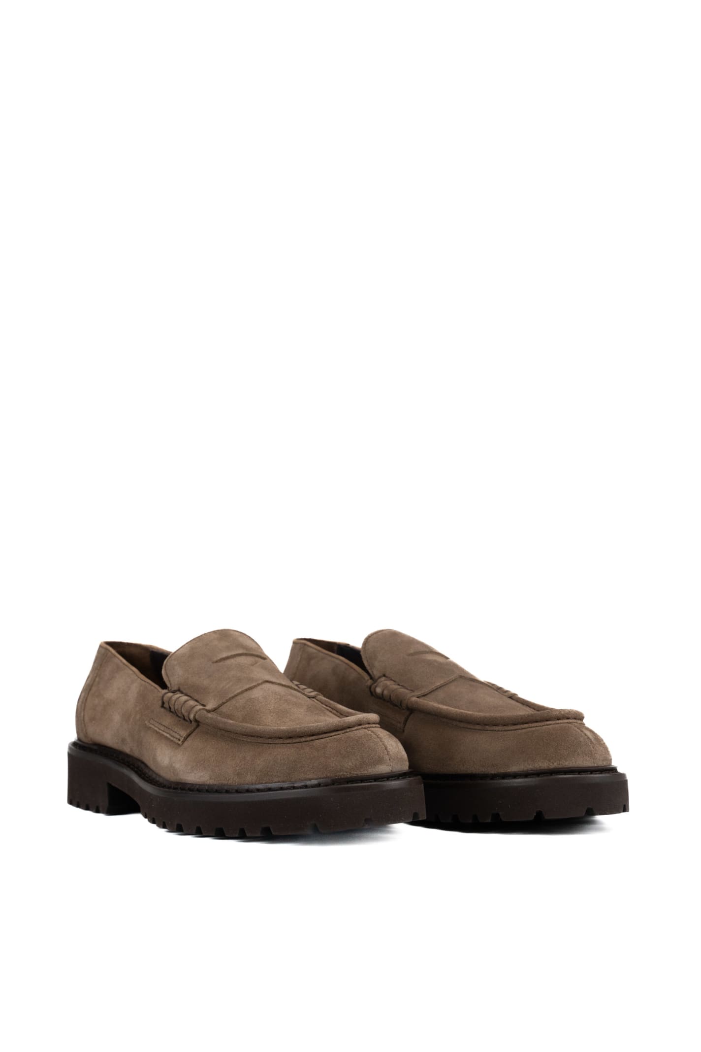 Shop Doucal's Suede Moccasins In Visone Cacao+f.do T.moro