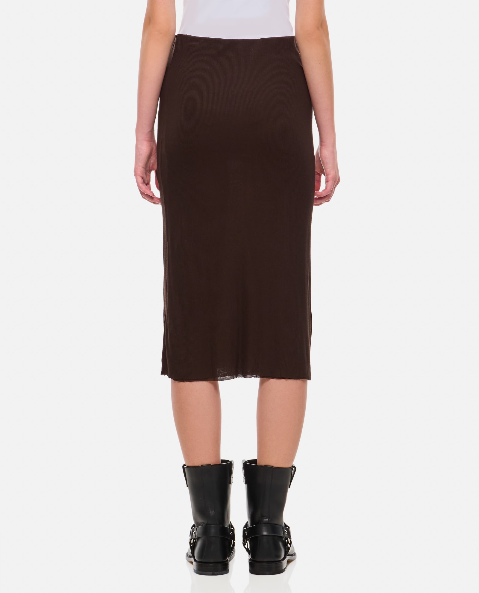 Shop Khaite Leema Midi Skirt In Dark Brown