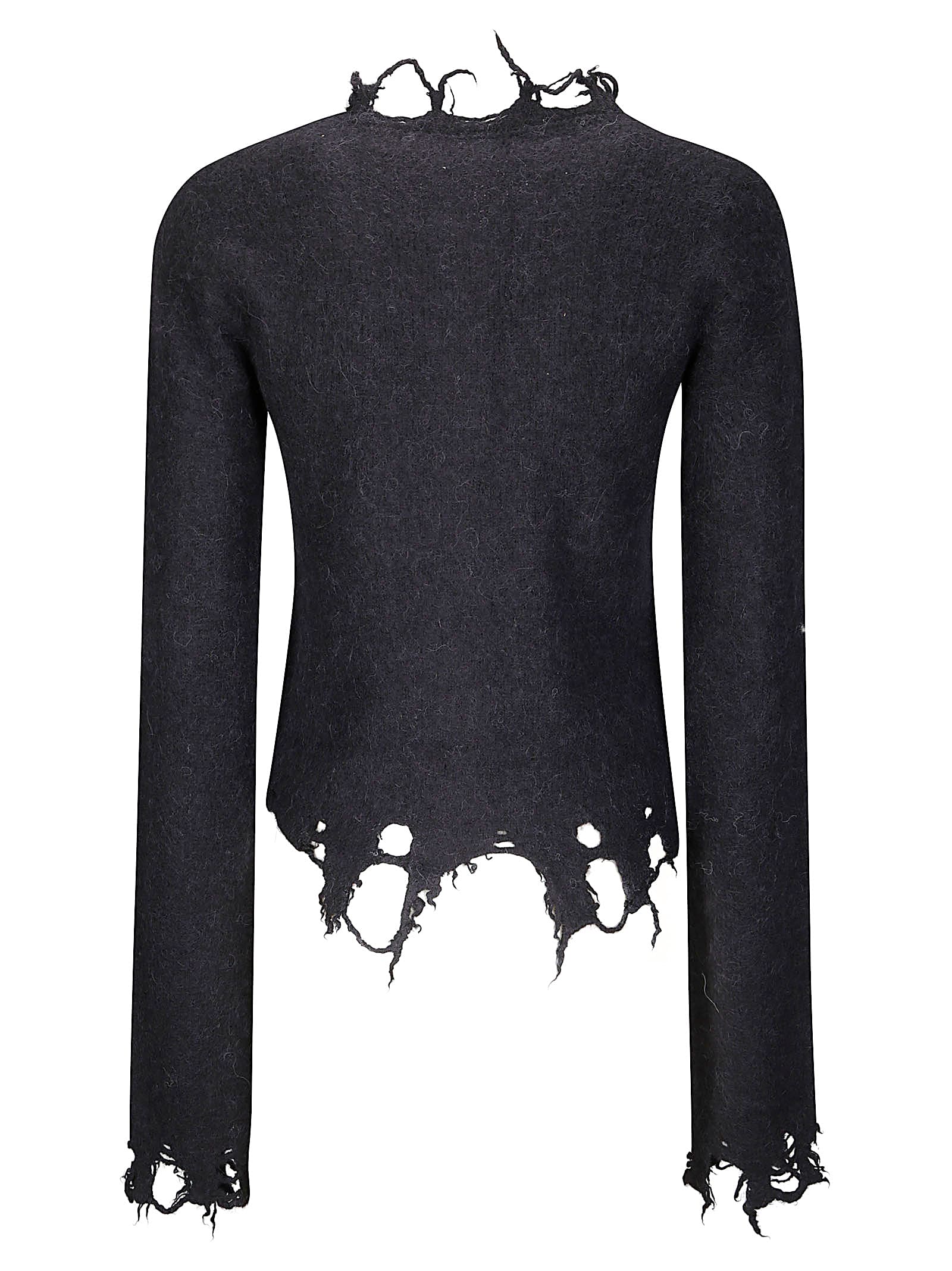 Haikure Jill Sweater With Long Sleeves And Distressed Edges In Black