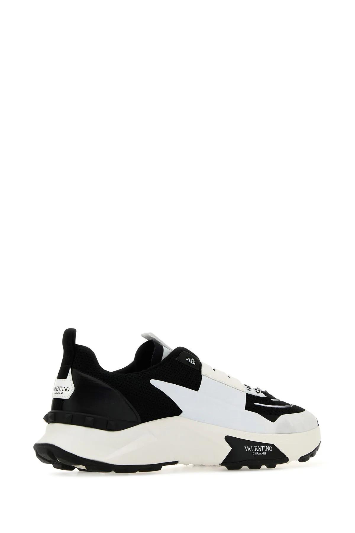 Shop Valentino Two-tone Fabric And Mesh True Act Sneakers In Black