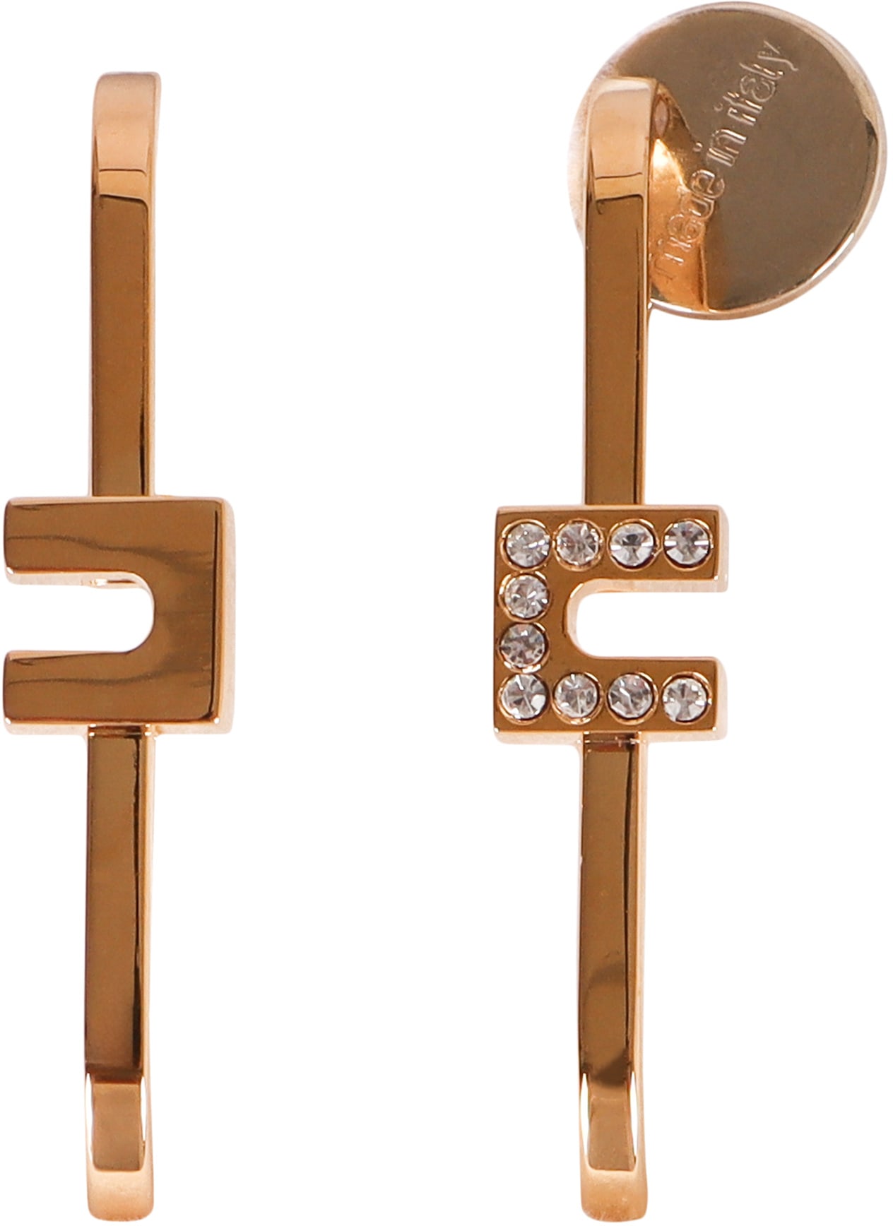 Shop Elisabetta Franchi Logoed Earrings In Gold