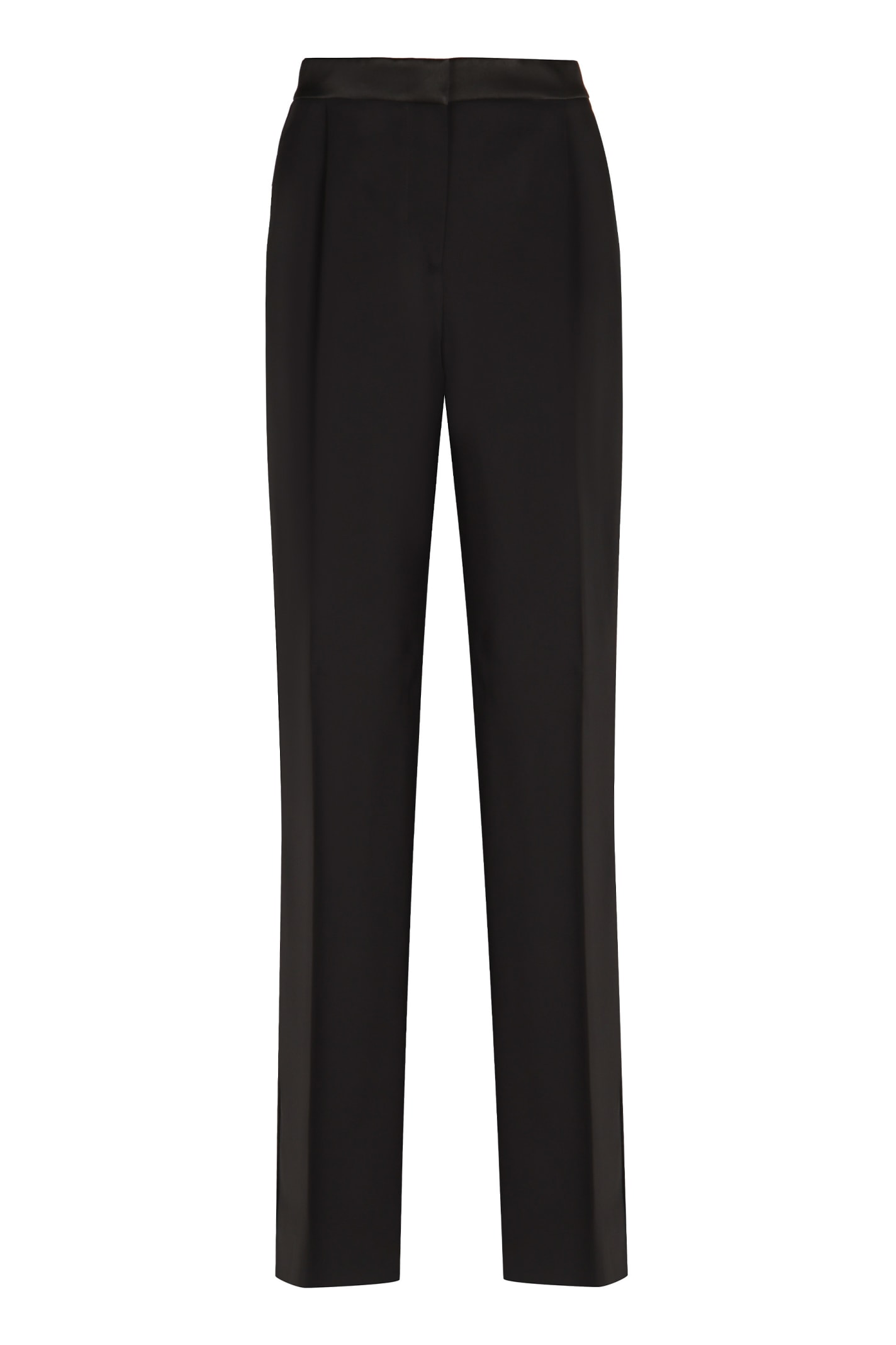 Shop Alberta Ferretti Crêpe Wide-leg Trousers In Black