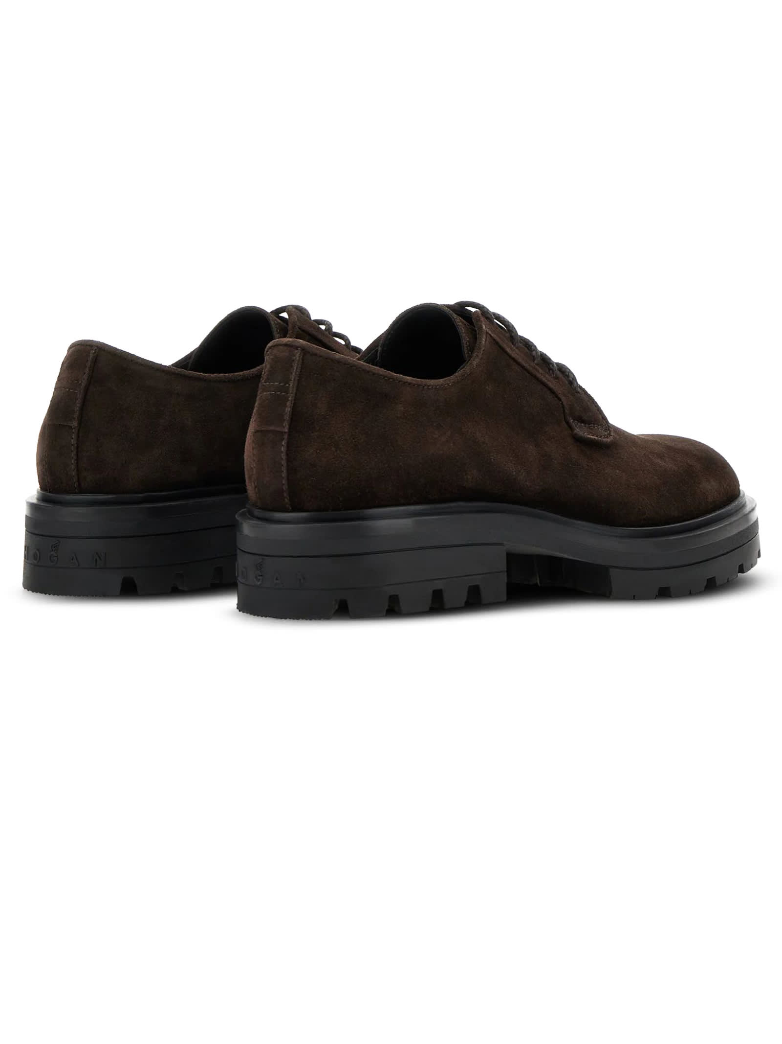 Hogan Stringata Marrone Camoscio Carroarmato In Brown