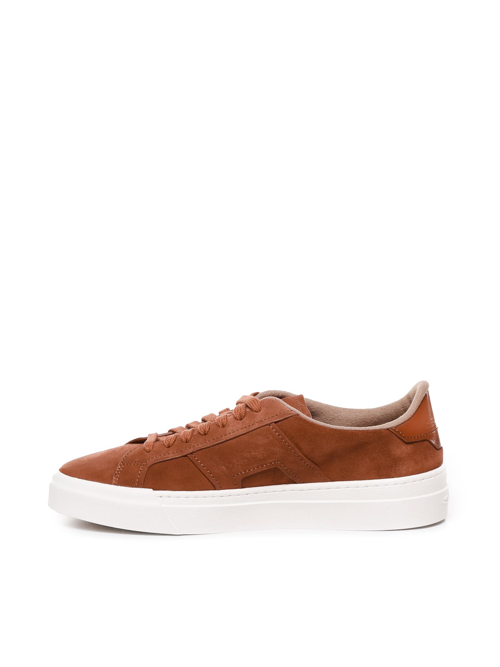 Shop Santoni Sneakers In Suede In Soft Panna