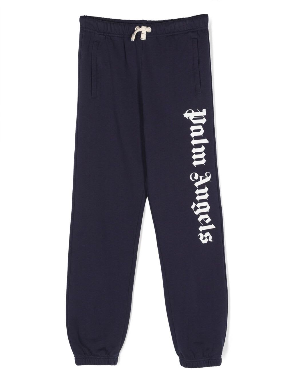 Shop Palm Angels Track Pants With Printed Logo In Blue Cotton Boy