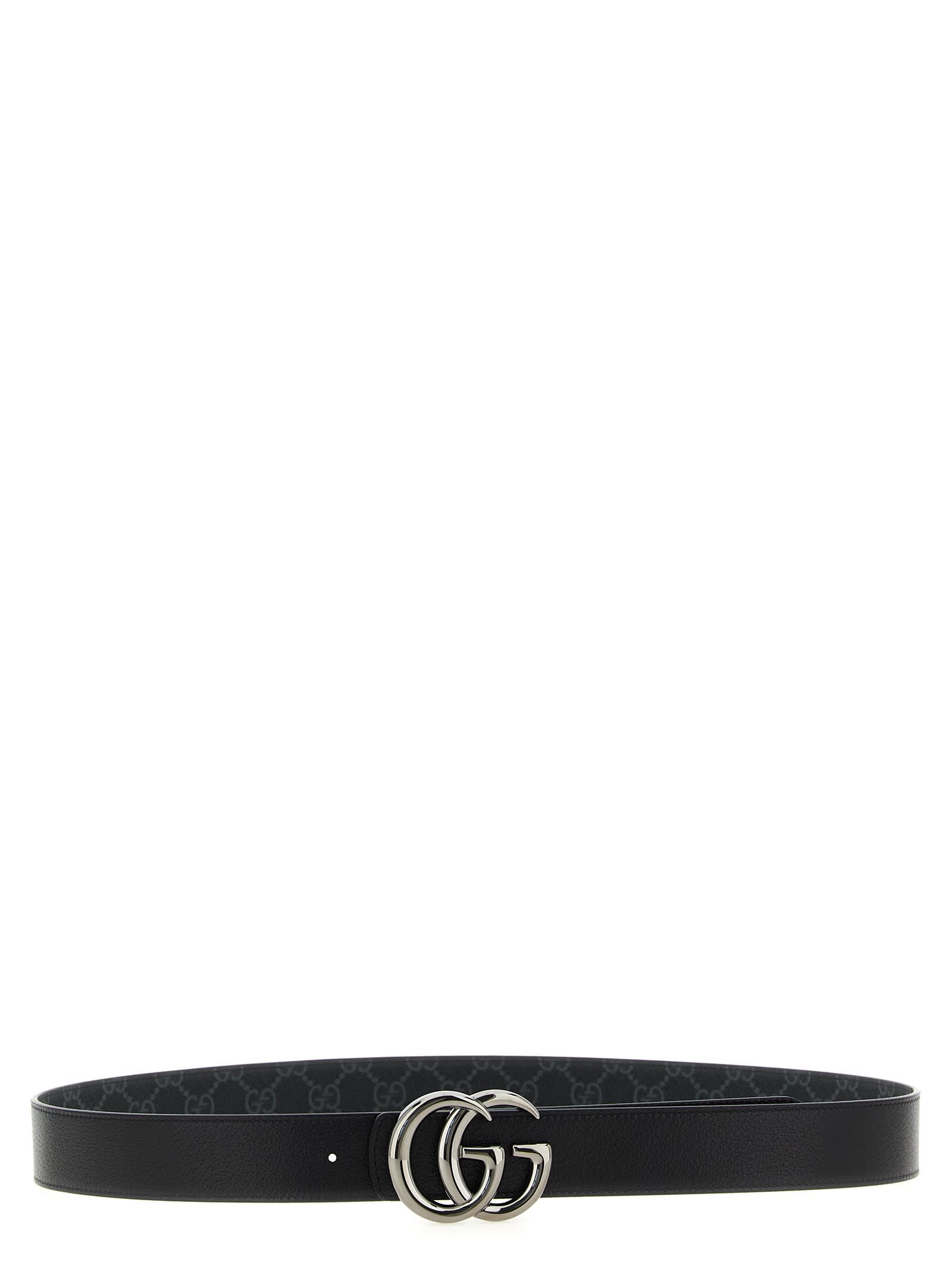 Gucci Gg Marmont Reversible Belt In Black