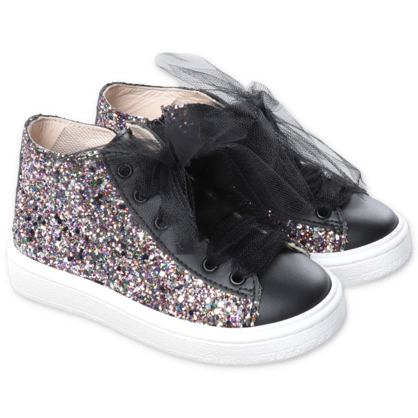 Florens Sneakers Multicolor Glitterata In Pelle Con Lacci