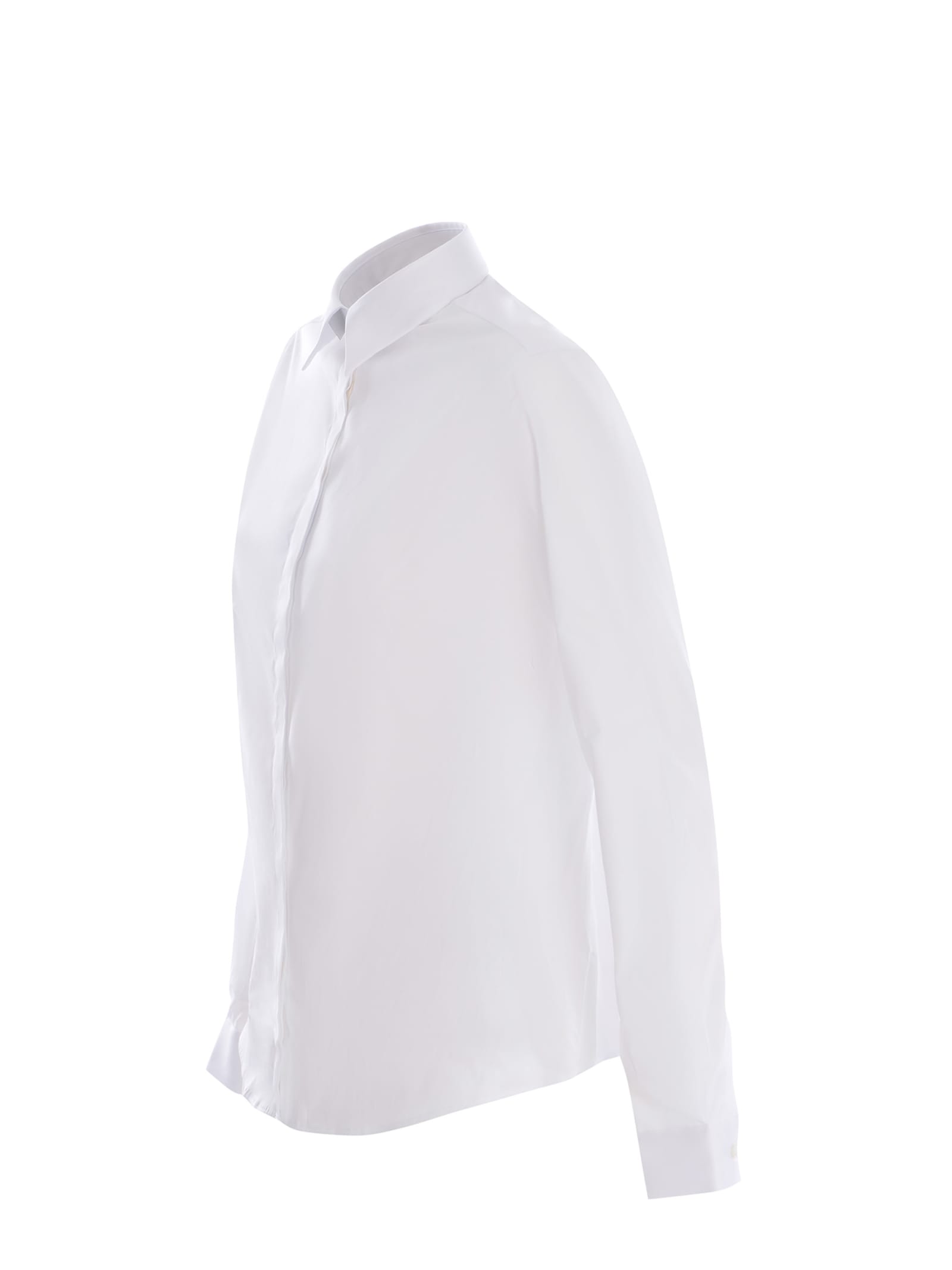 Shop Fay Shirt  Made Of Stretch Cotton Poplin In Bianco