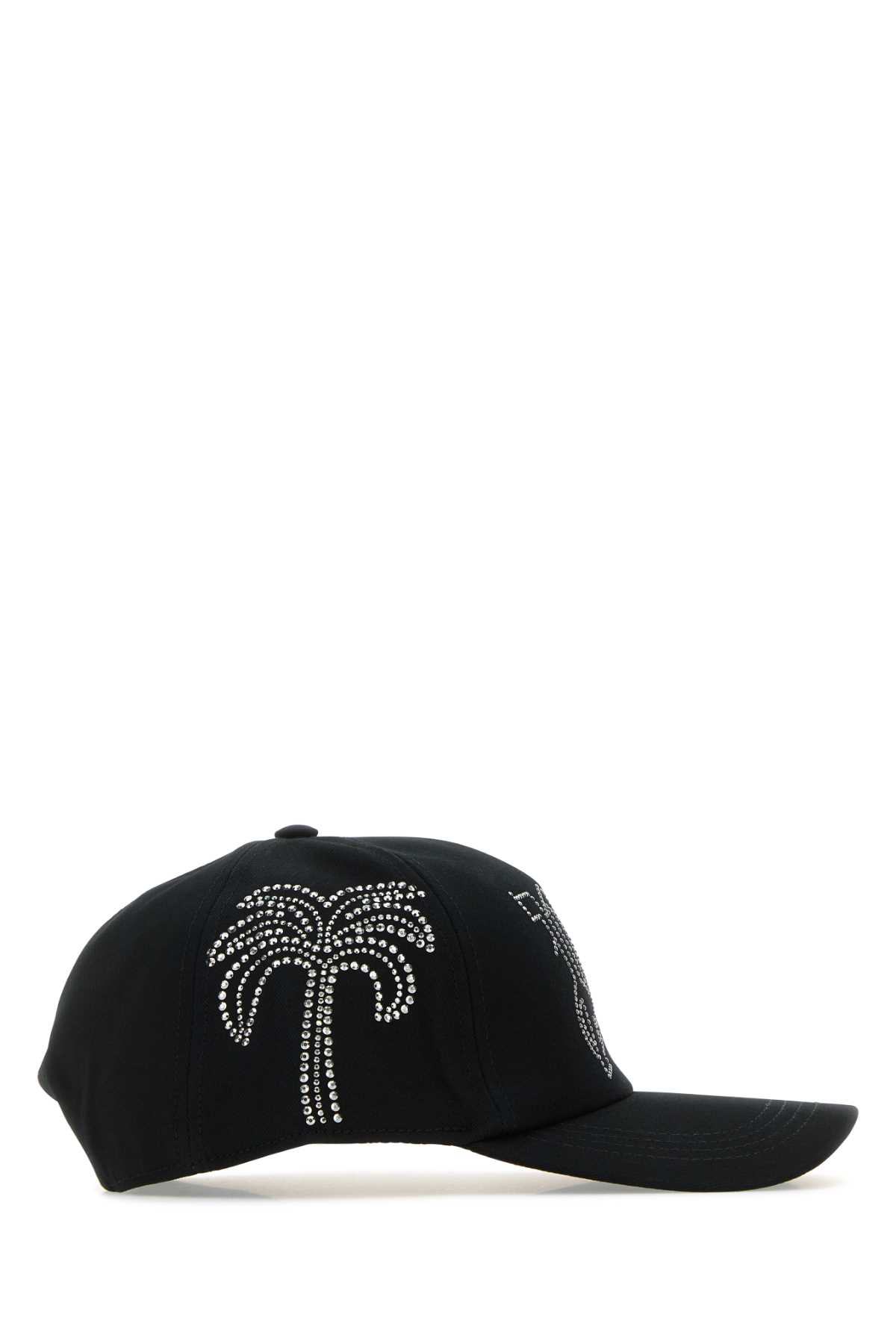 Shop Palm Angels Black Cotton Baseball Cap In Blackblack