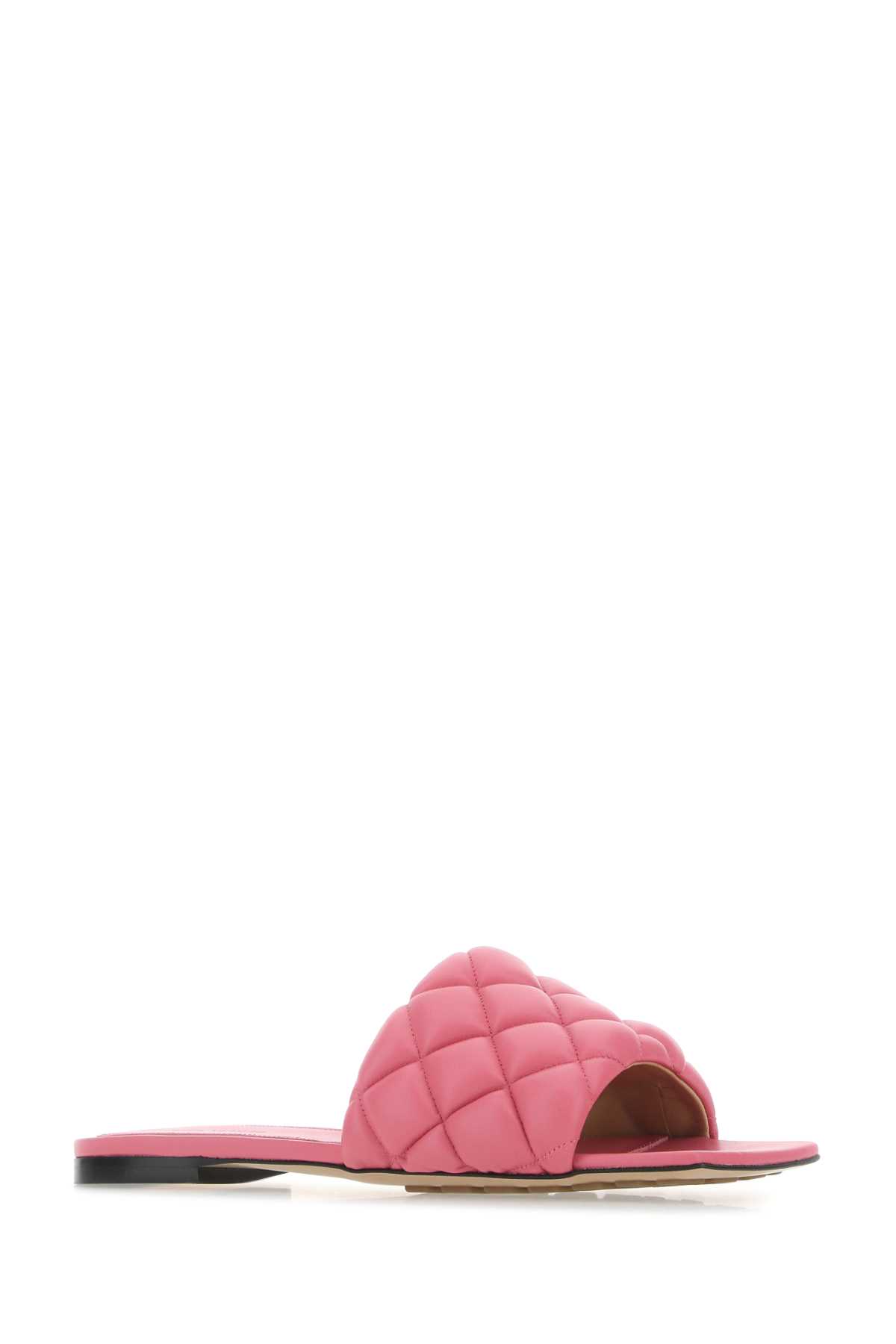 Bottega Veneta Pink Nappa Leather Padded Slippers In 5963