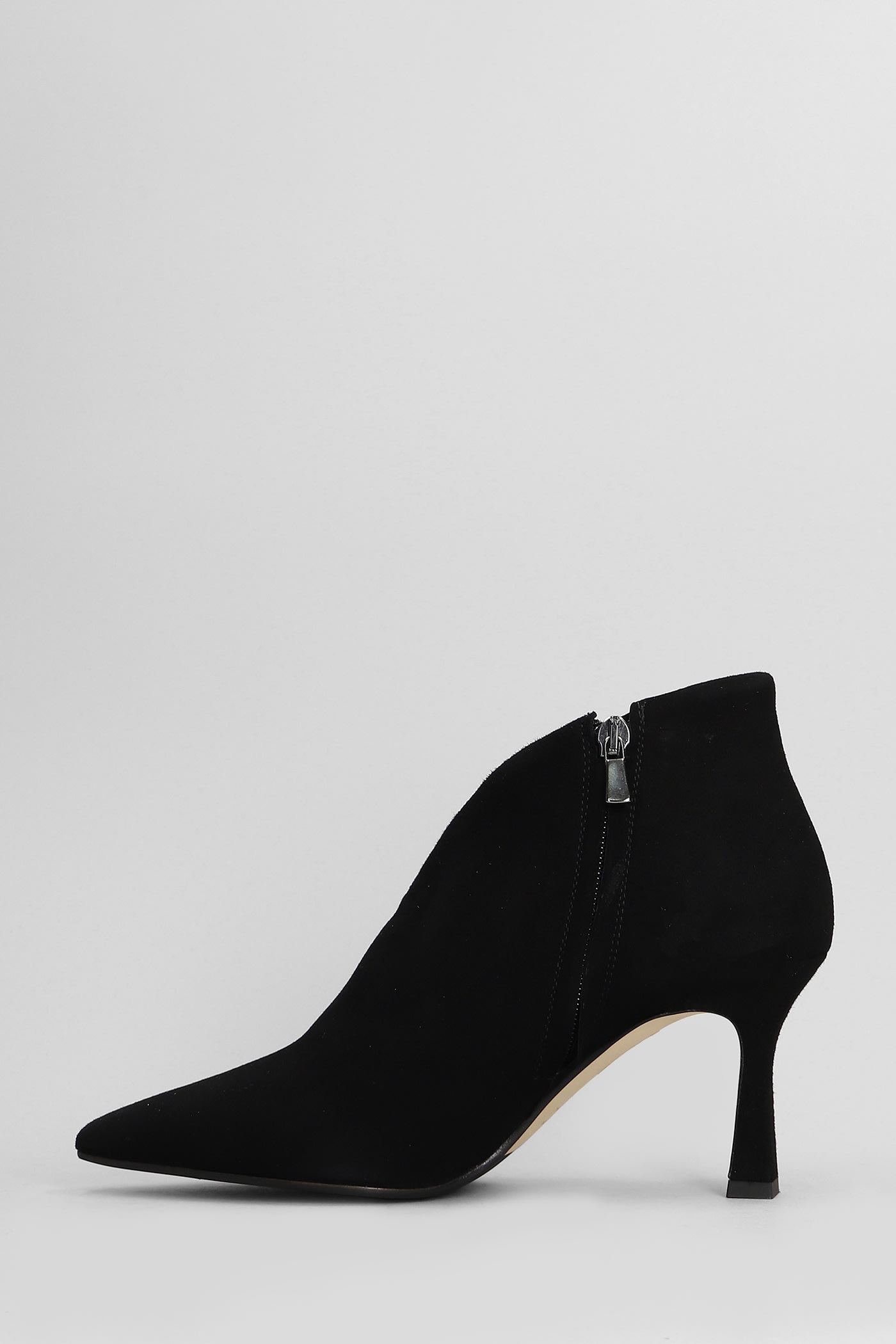 Shop Julie Dee High Heels Ankle Boots In Black Suede