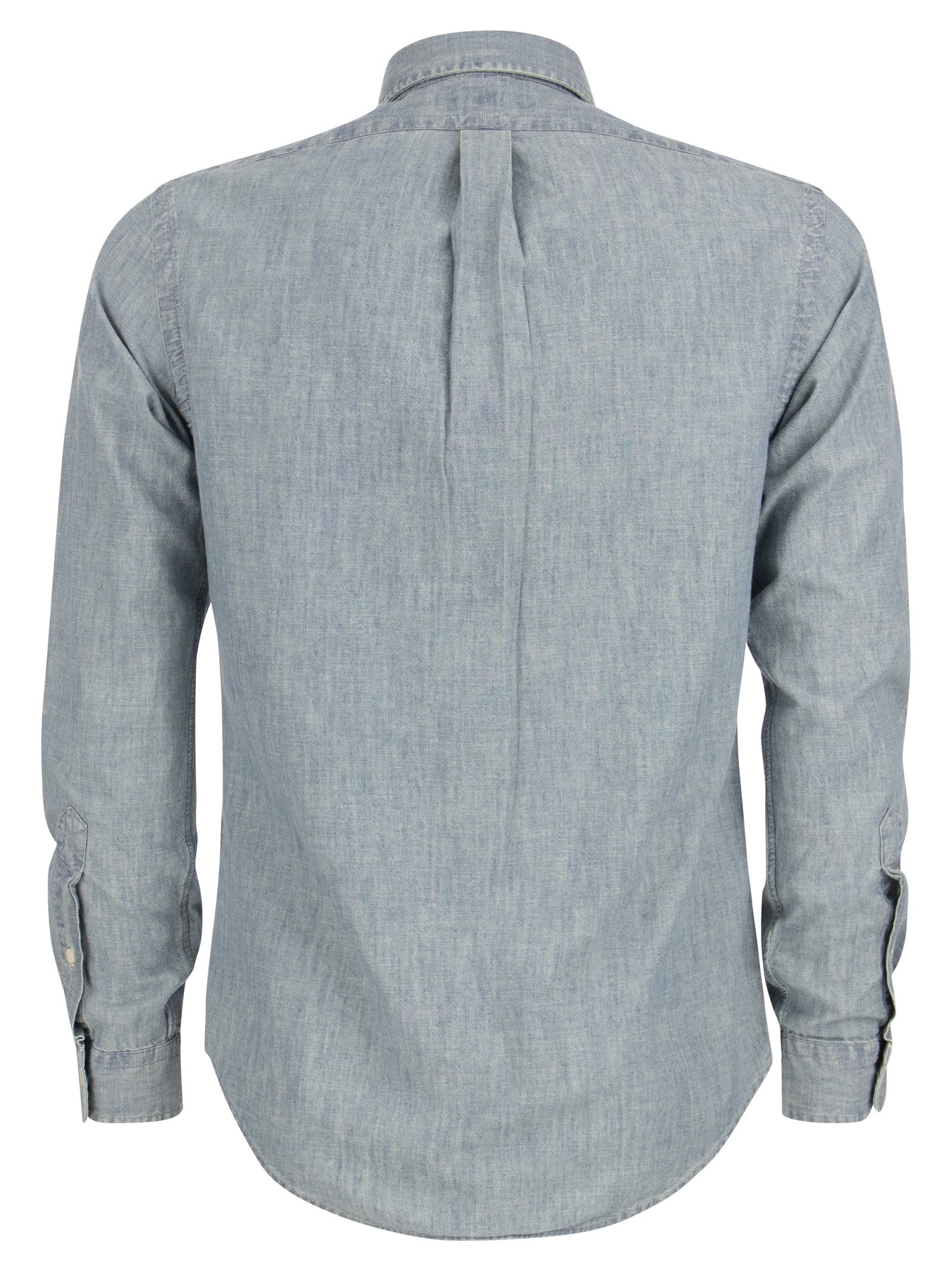 Shop Polo Ralph Lauren Slim-fit Chambray Shirt In Medium Wash
