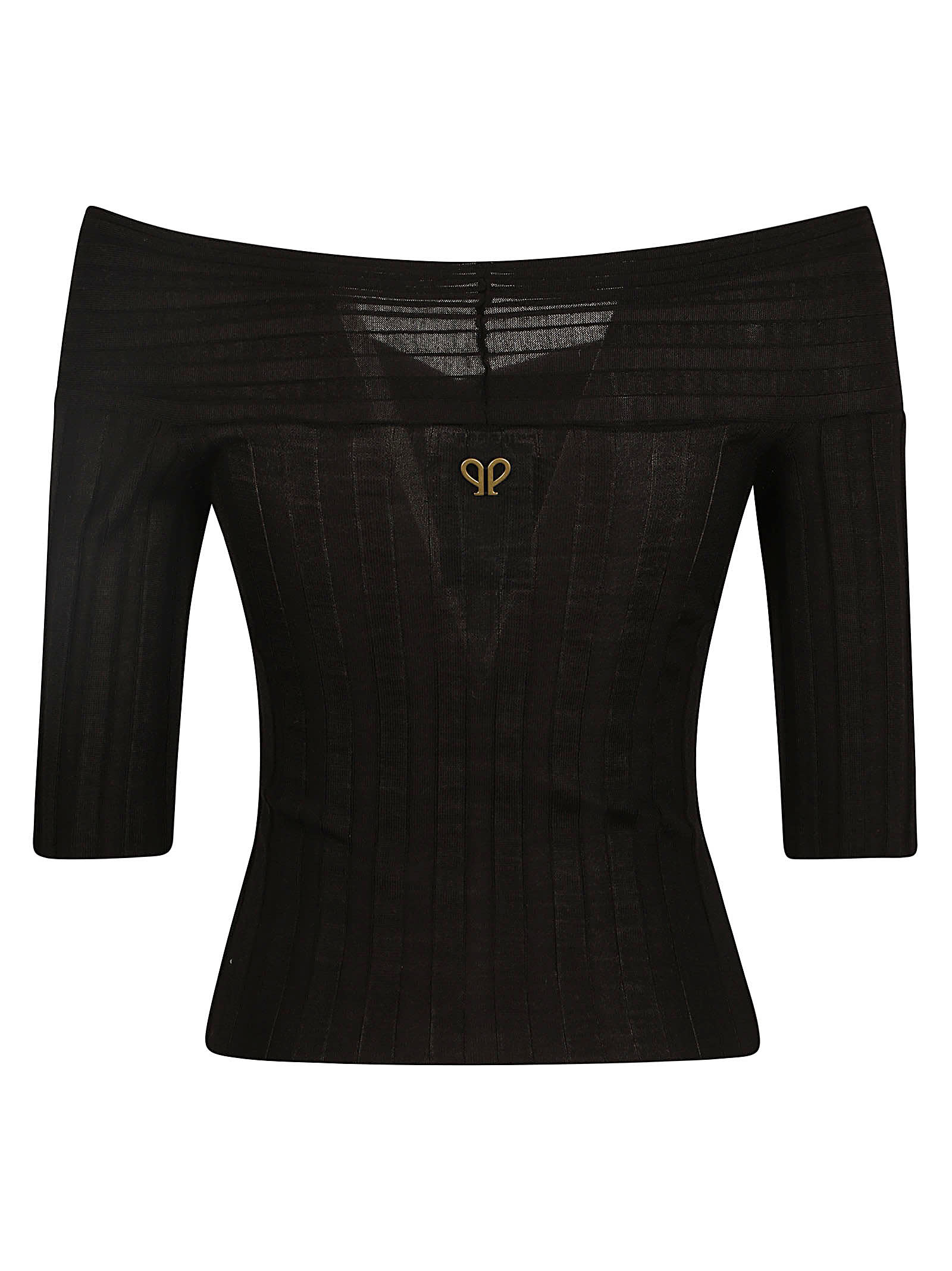 Shop Philosophy Di Lorenzo Serafini Knot Detail Quarter-length Sleeves Top In Black