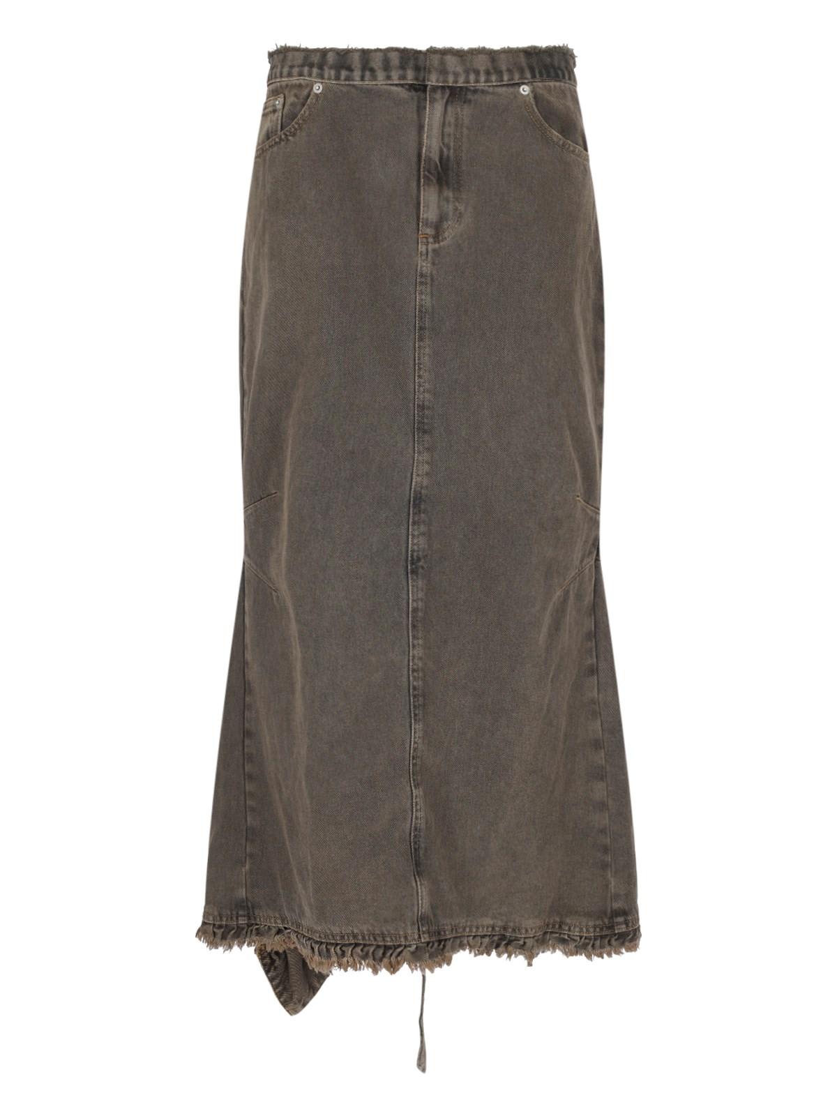 Shop Cormio Maxi Denim Skirt In Brown Dye