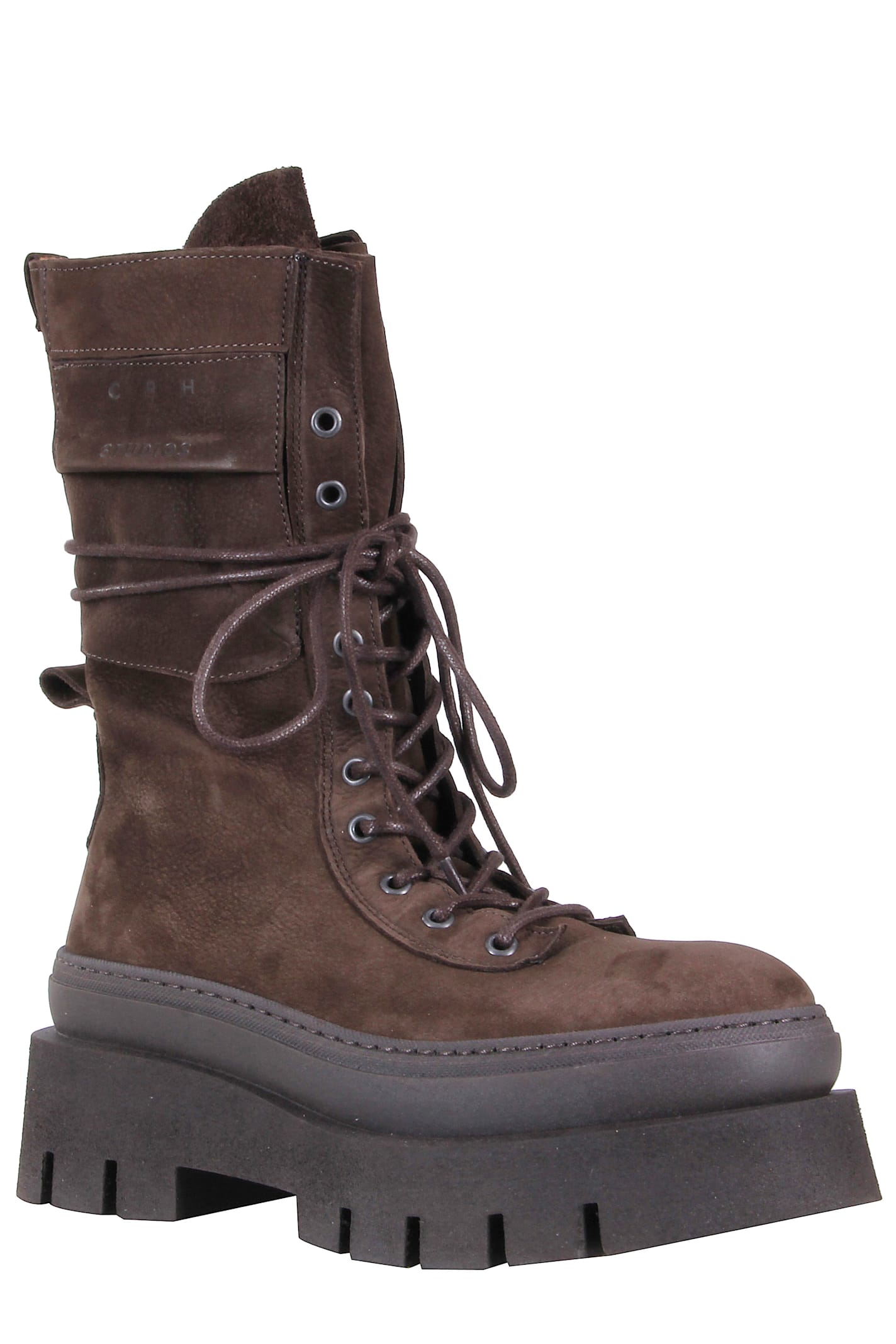 Copenhagen Nabuc Lace Up Mid Boots In Brown