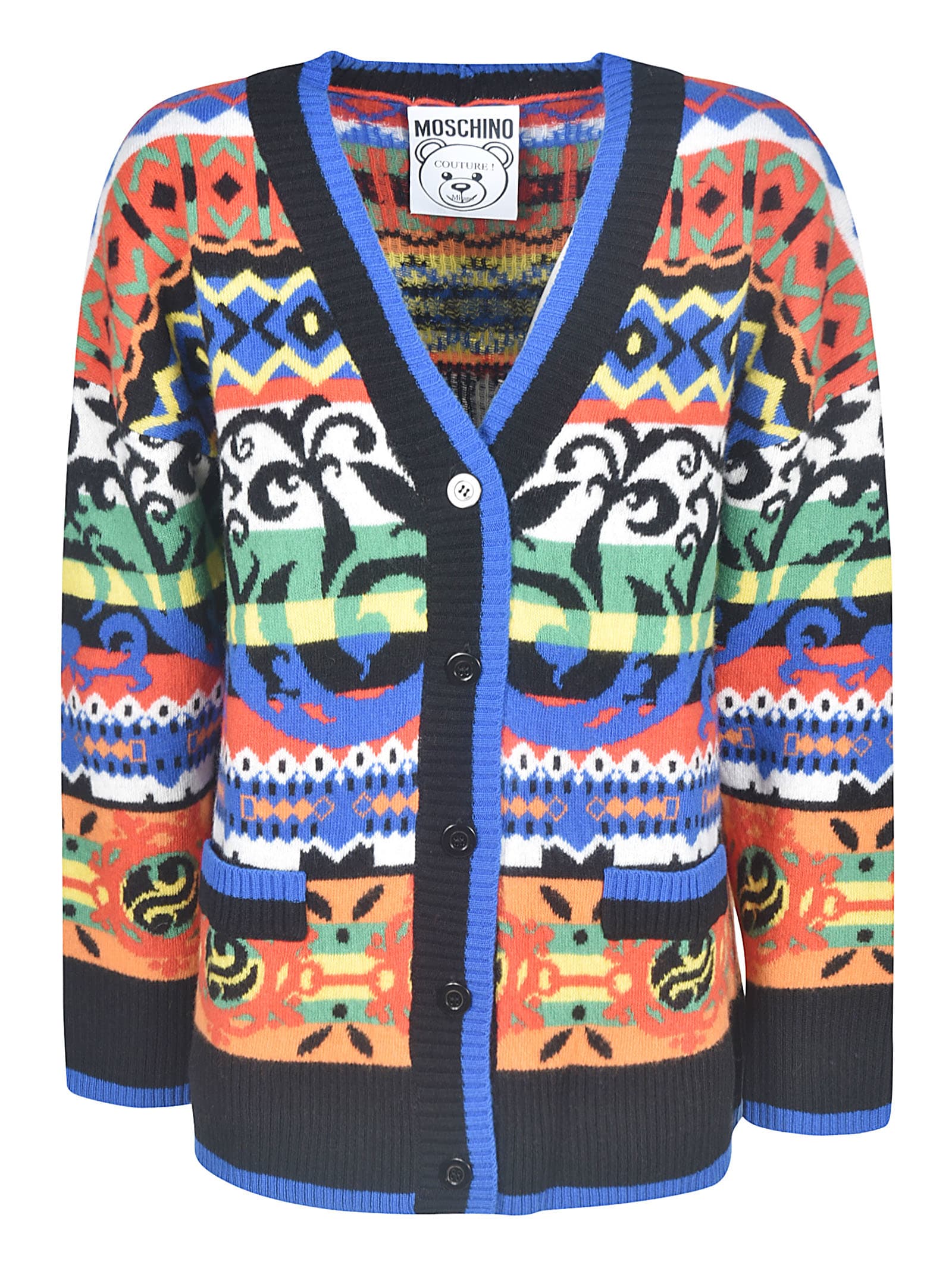 Moschino Patterned Cardigan In Scuro