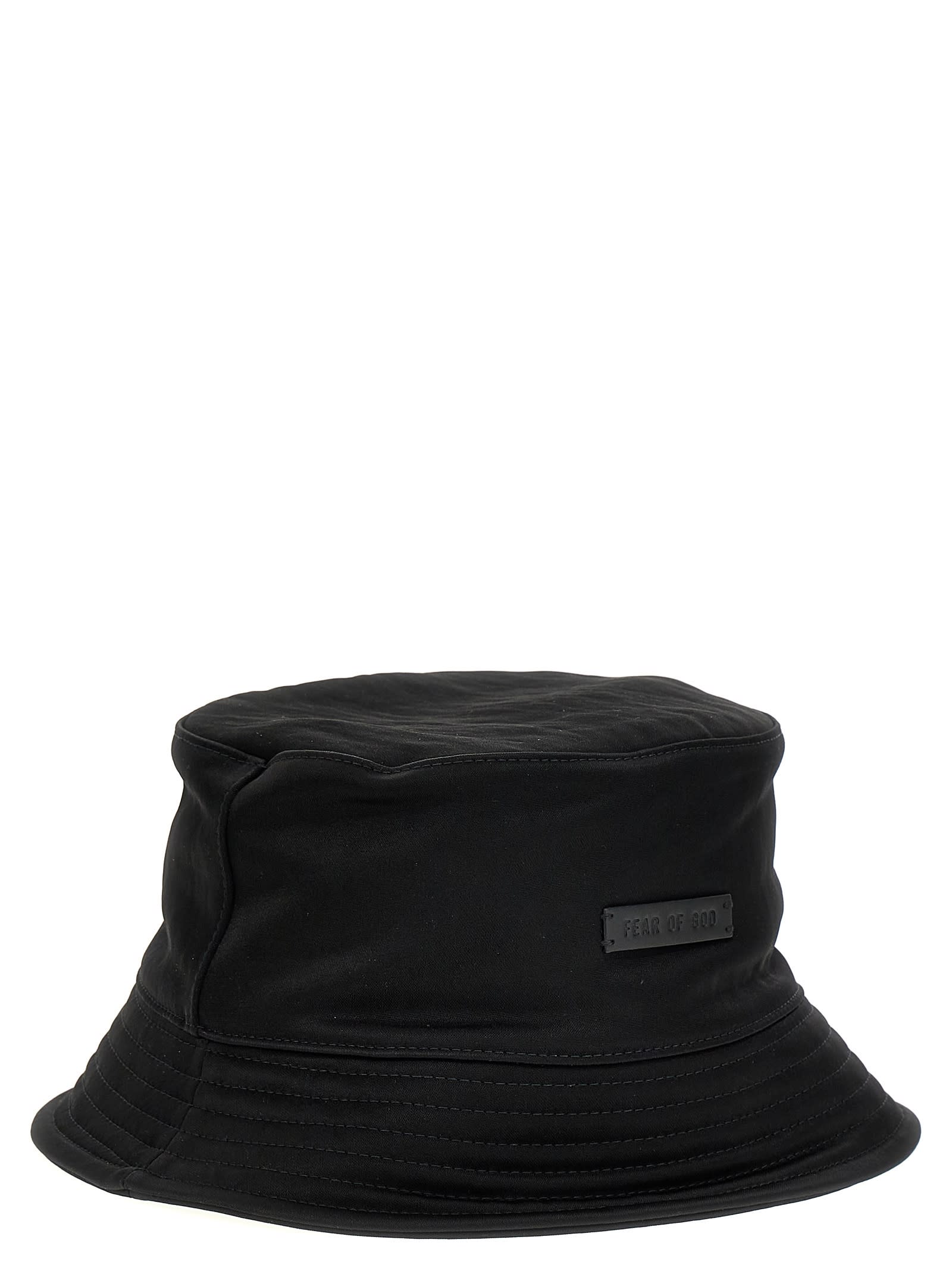 Shop Fear Of God Logo Patch Bucket Hat In Black