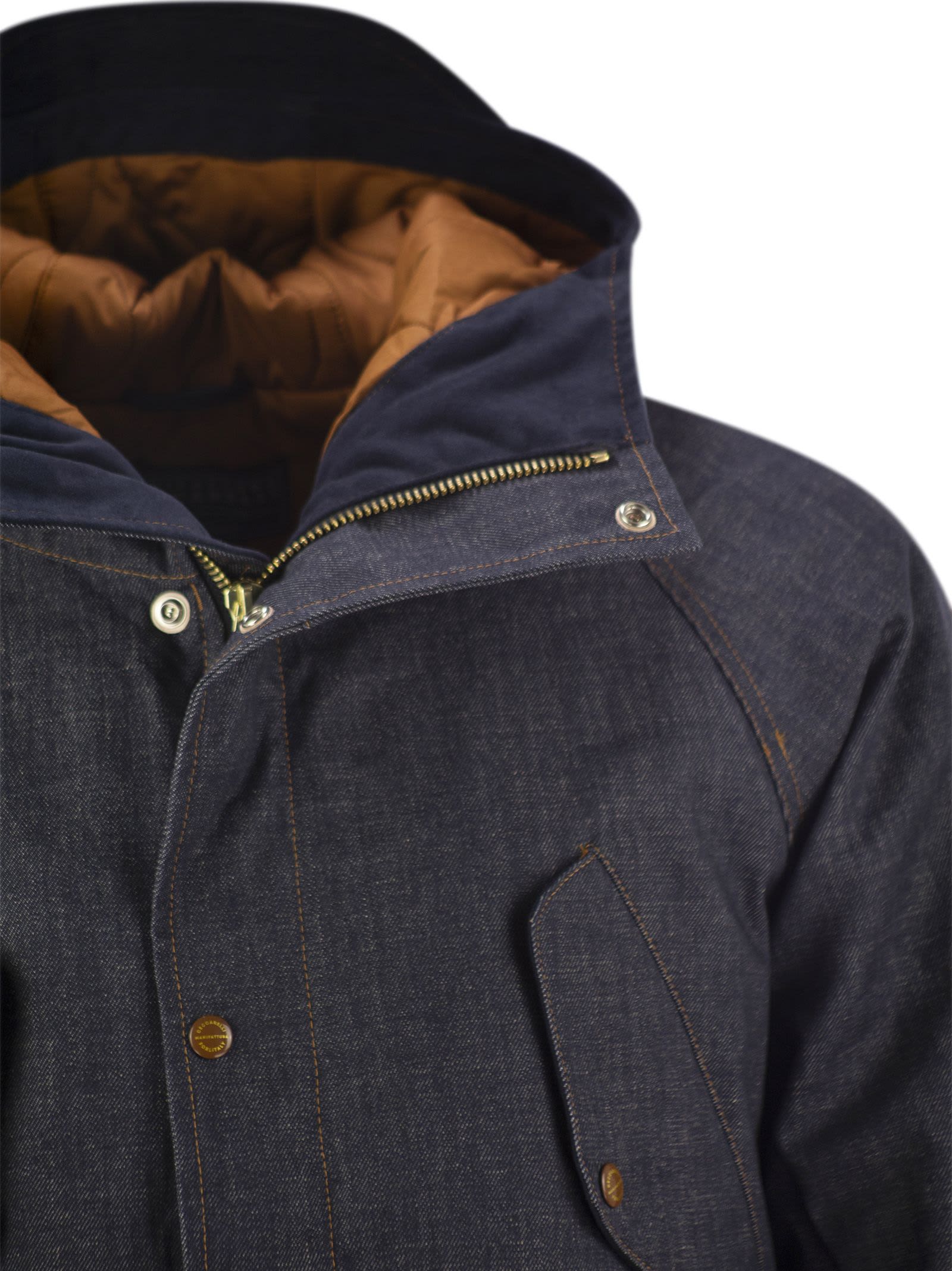 Shop Manifattura Ceccarelli New Fisherman Denim - Hooded Parka In Denim Fabric