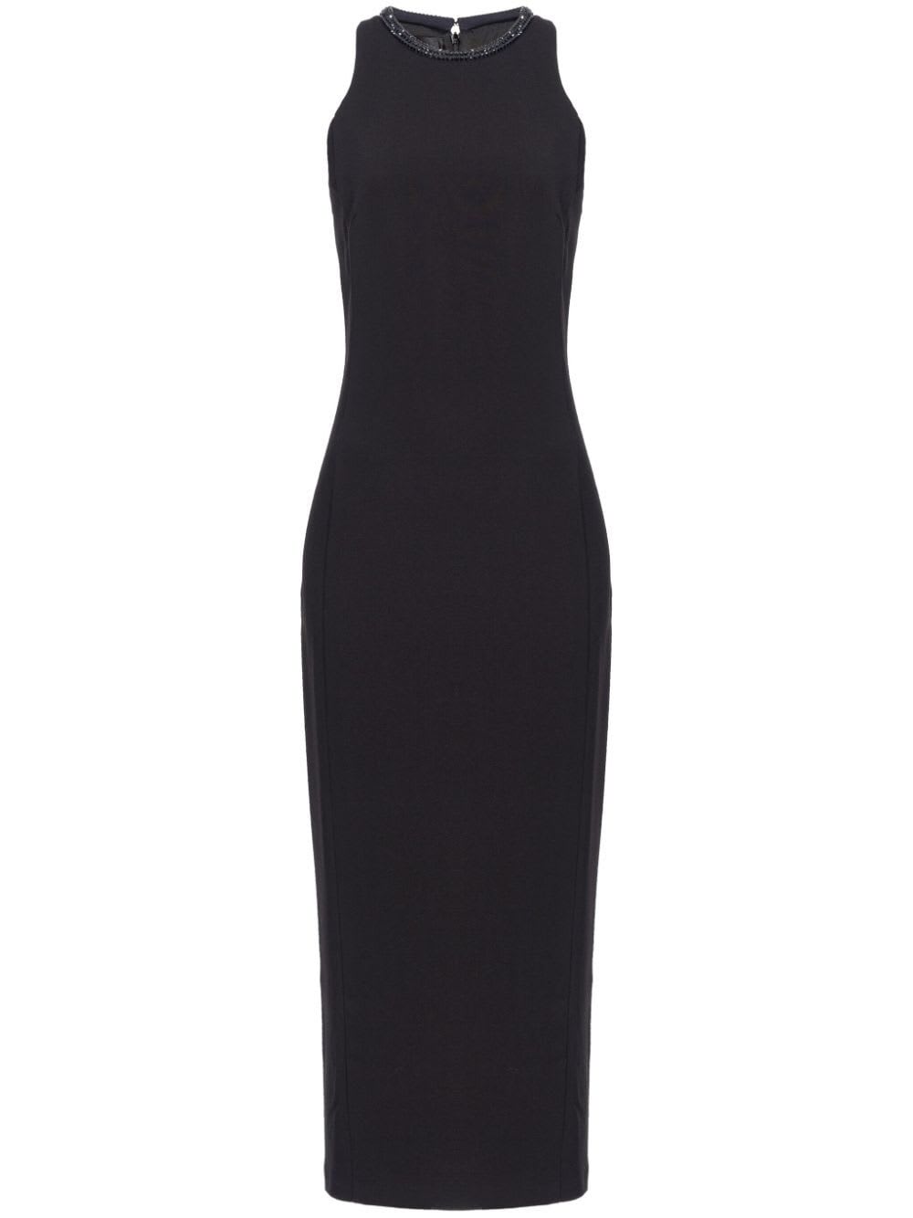 Shop Pinko Honfleur Tecnical Cady Dress In Black Limousine